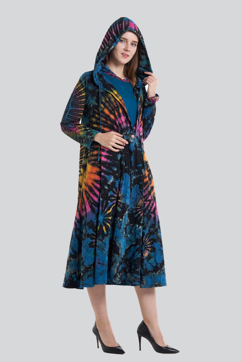 Tie-Dye Hooded Long Jacket (TH-1418)