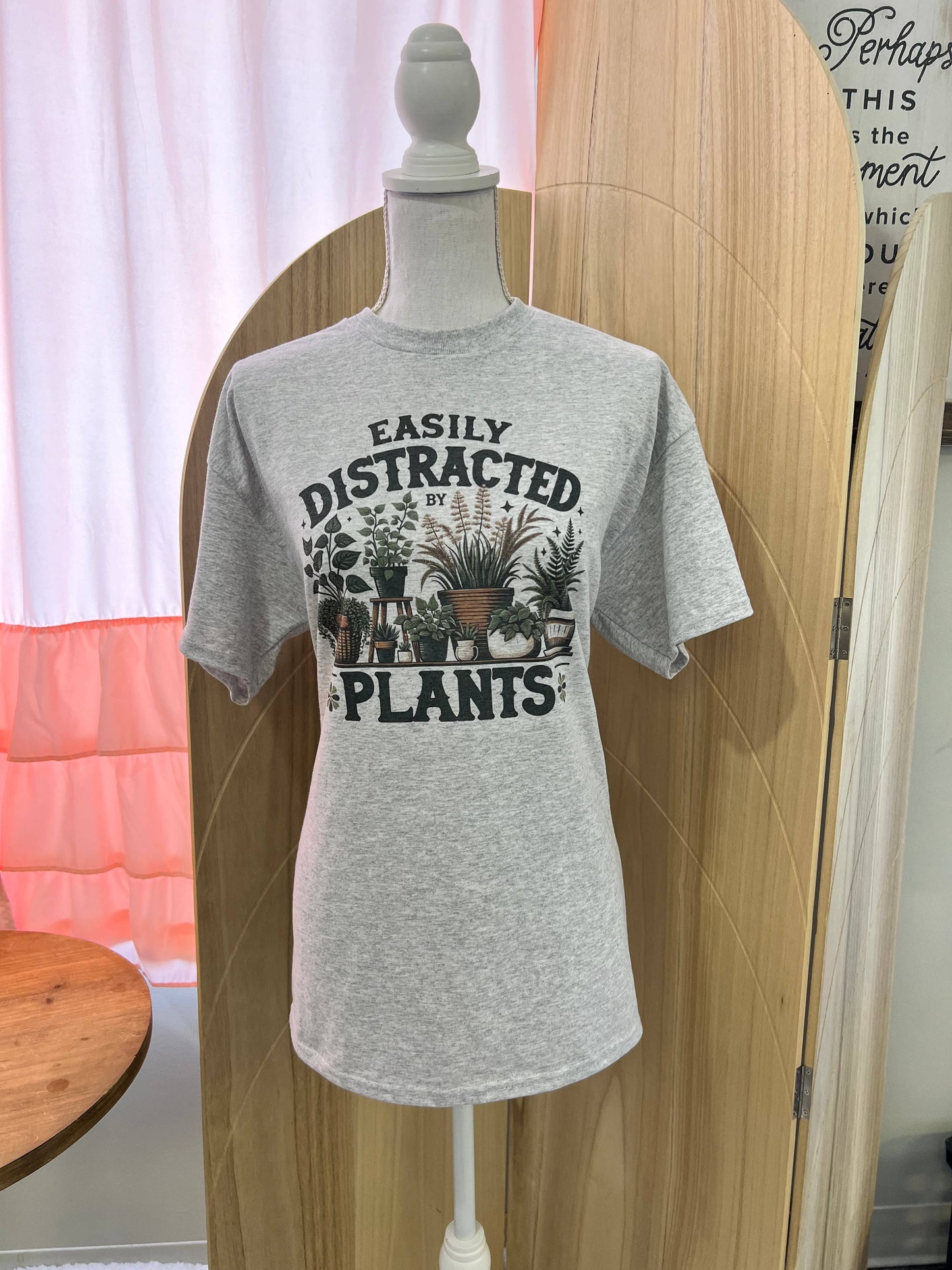Easily Distracted By Plants On Ash Gray Tee