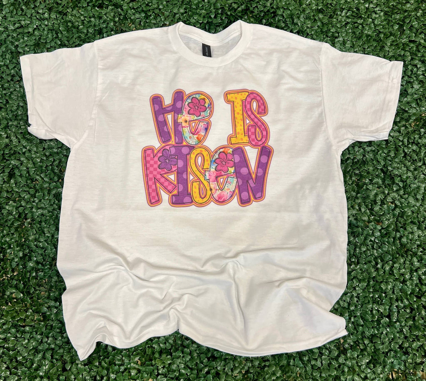 Floral He Is Risen On White Tee