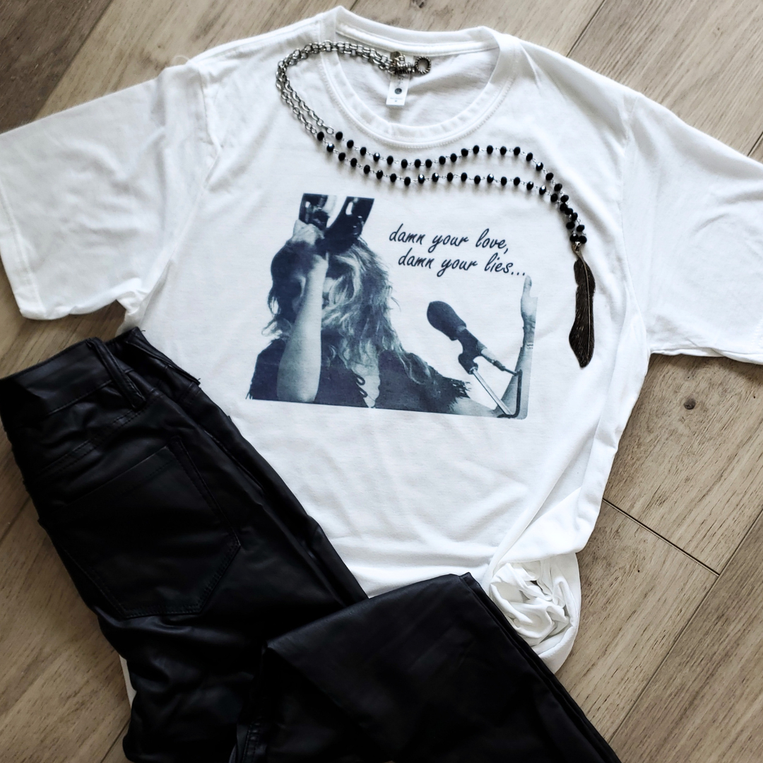 Damn Your Love Damn Your Lies Retro Rock Graphic Tee