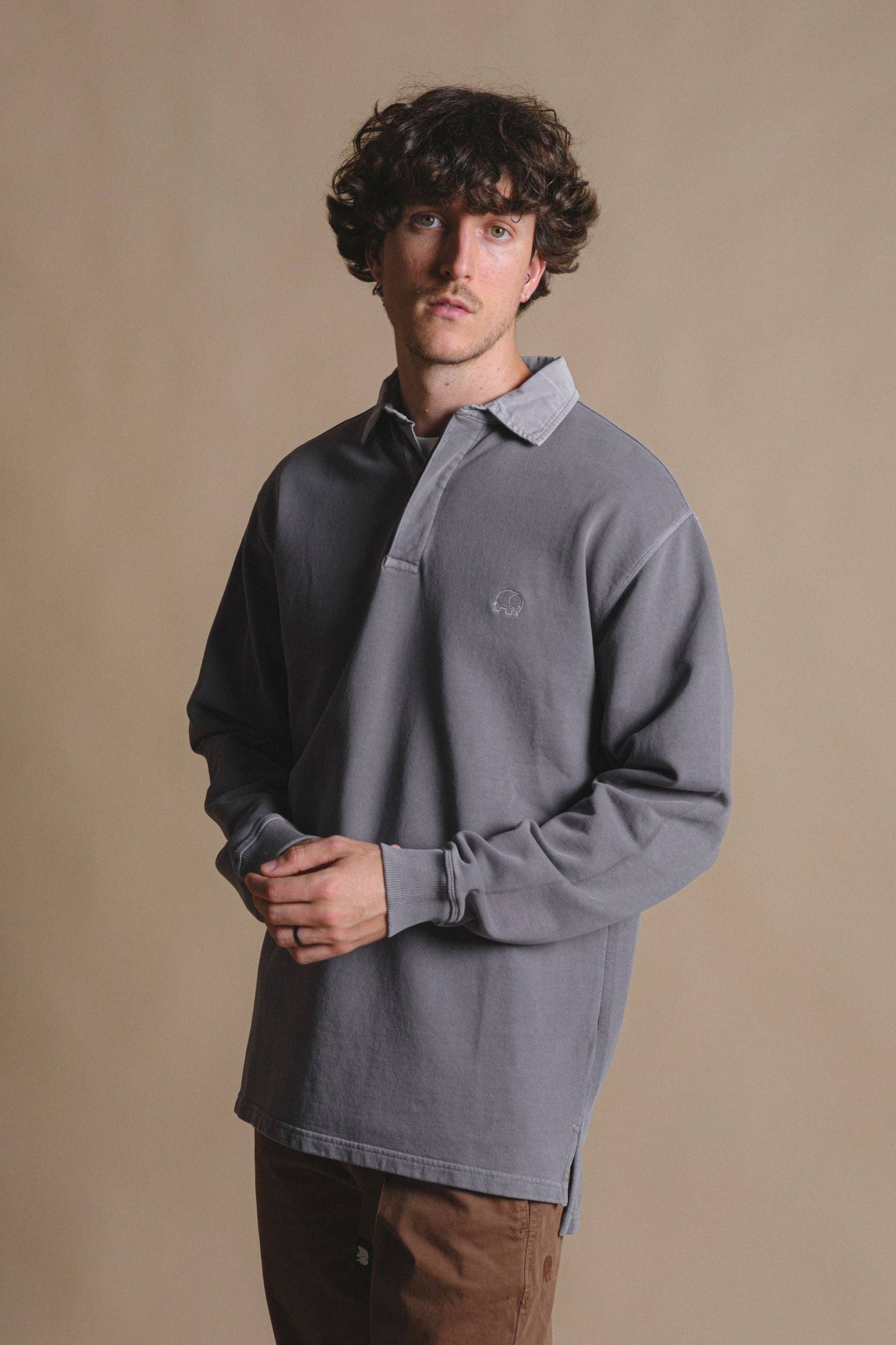 Essential Pigment Heavyweight Polo Sweater Pewter
