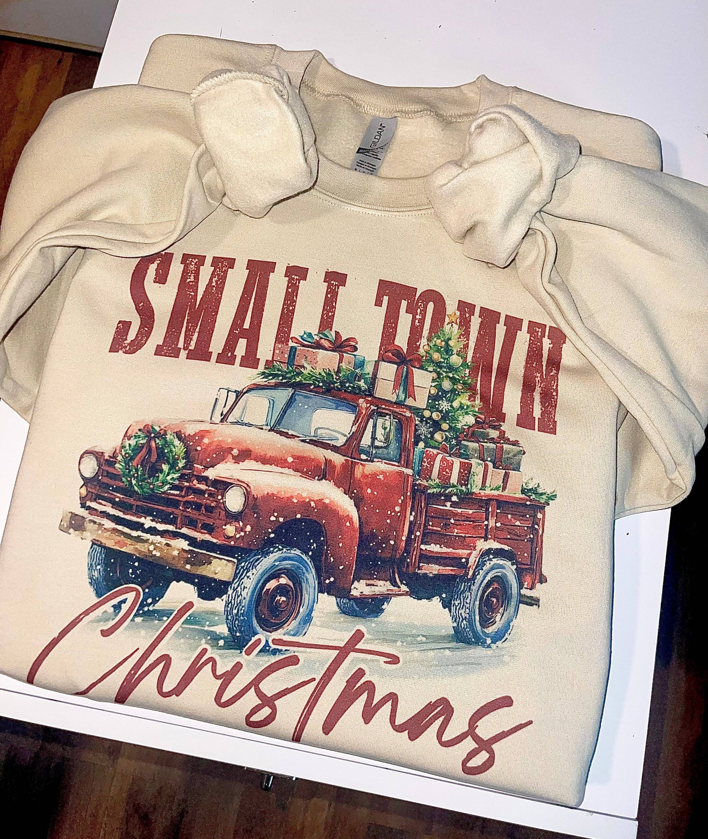 Small Town Christmas Red Truck Sweatshirt