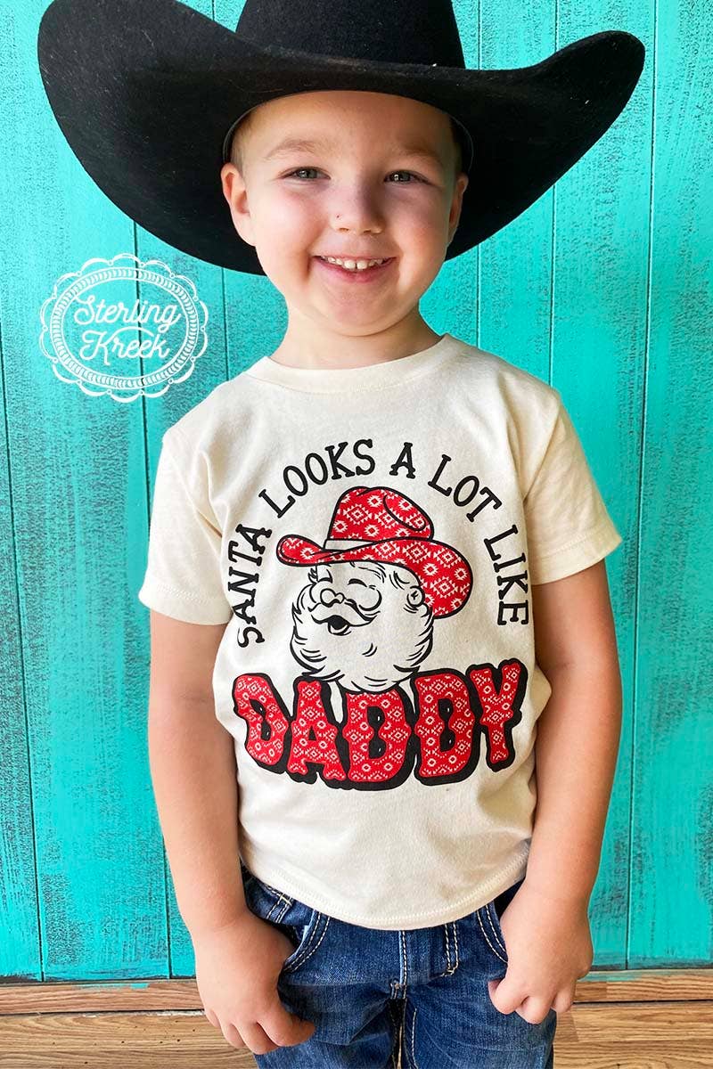 Santa Looks A Lot Like Daddy Kids Tee