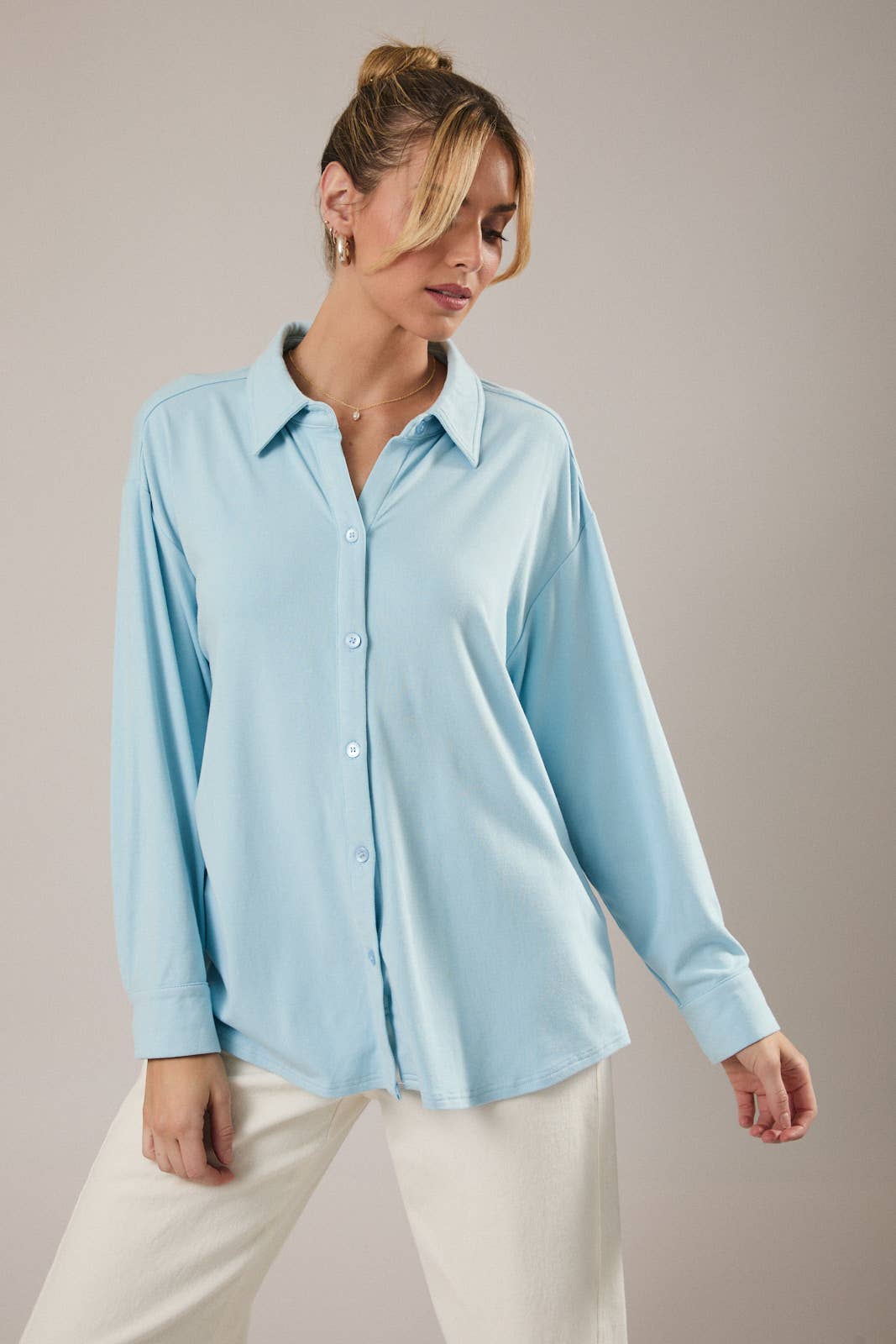 Long Sleeve Button Down Jersey Shirt