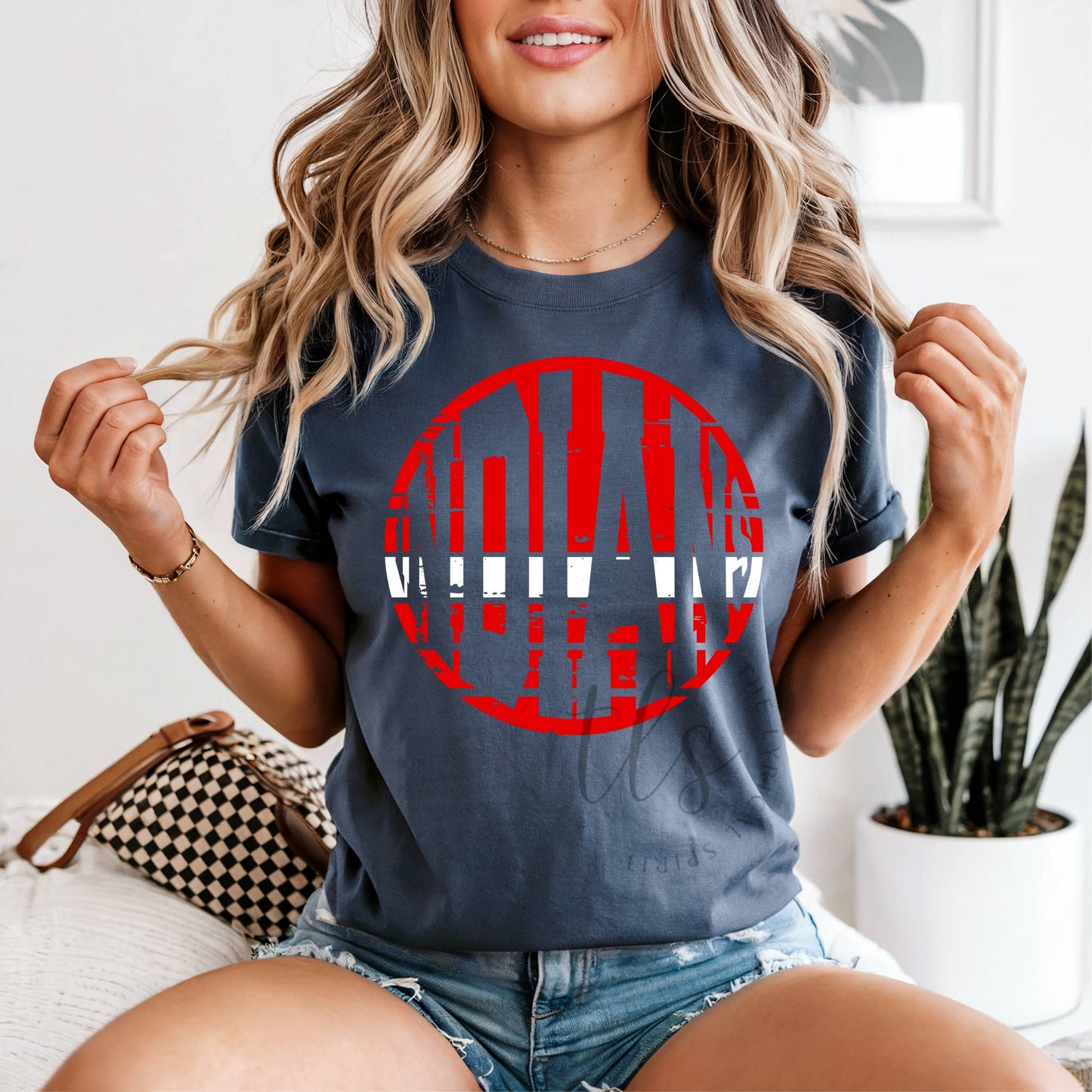 Customizable Circle Stripe Mascot Spirit Wear T-Shirt