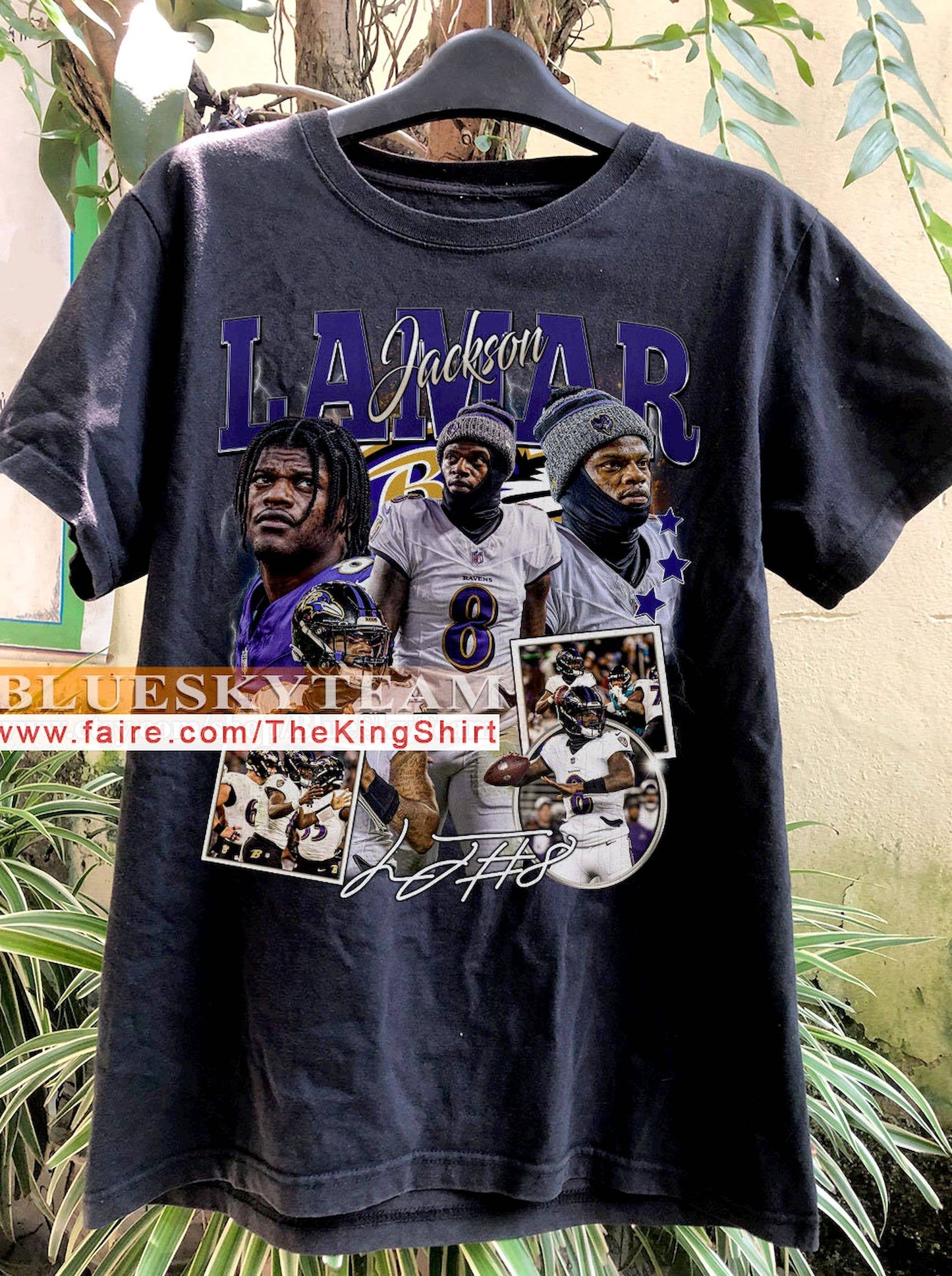 Vintage 90s Lamar Jackson Graphic Sport T-Shirt Retro Bootle