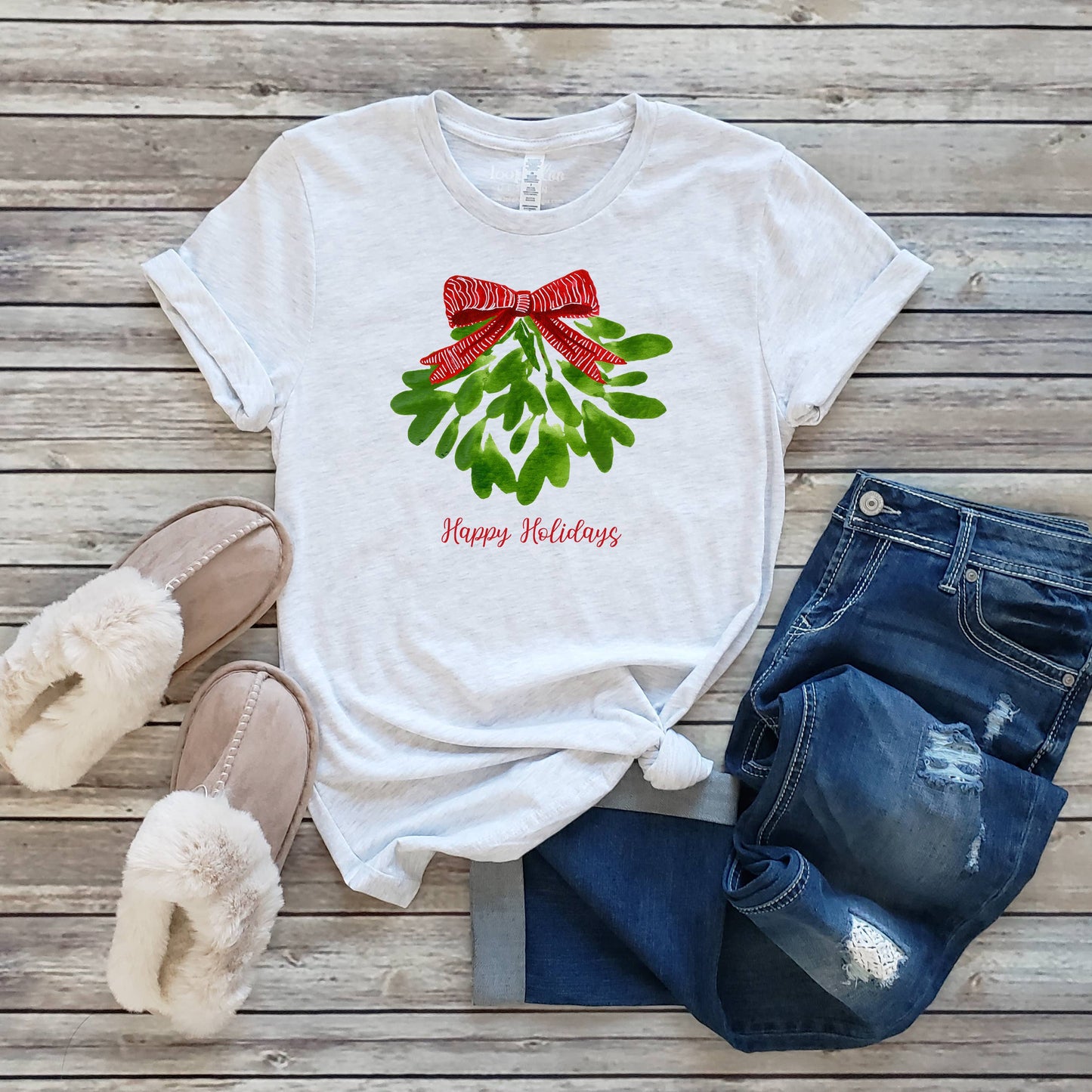 Happy Holidays Mistletoe Tee | Christmas | Sizes XS-2XL
