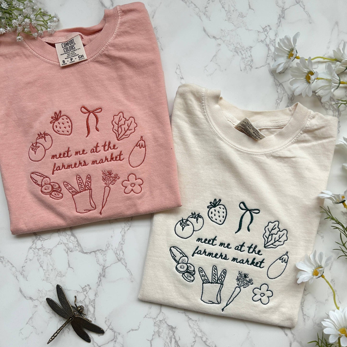 Embroidered Farmers Market Women's Crop Tshirt