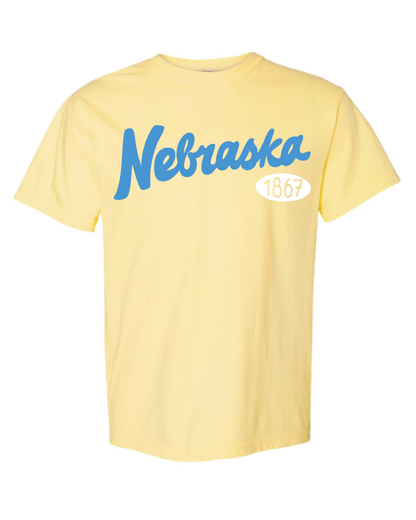 Nebraska 1867 Puff Ink Butter Comfort Colors Tee