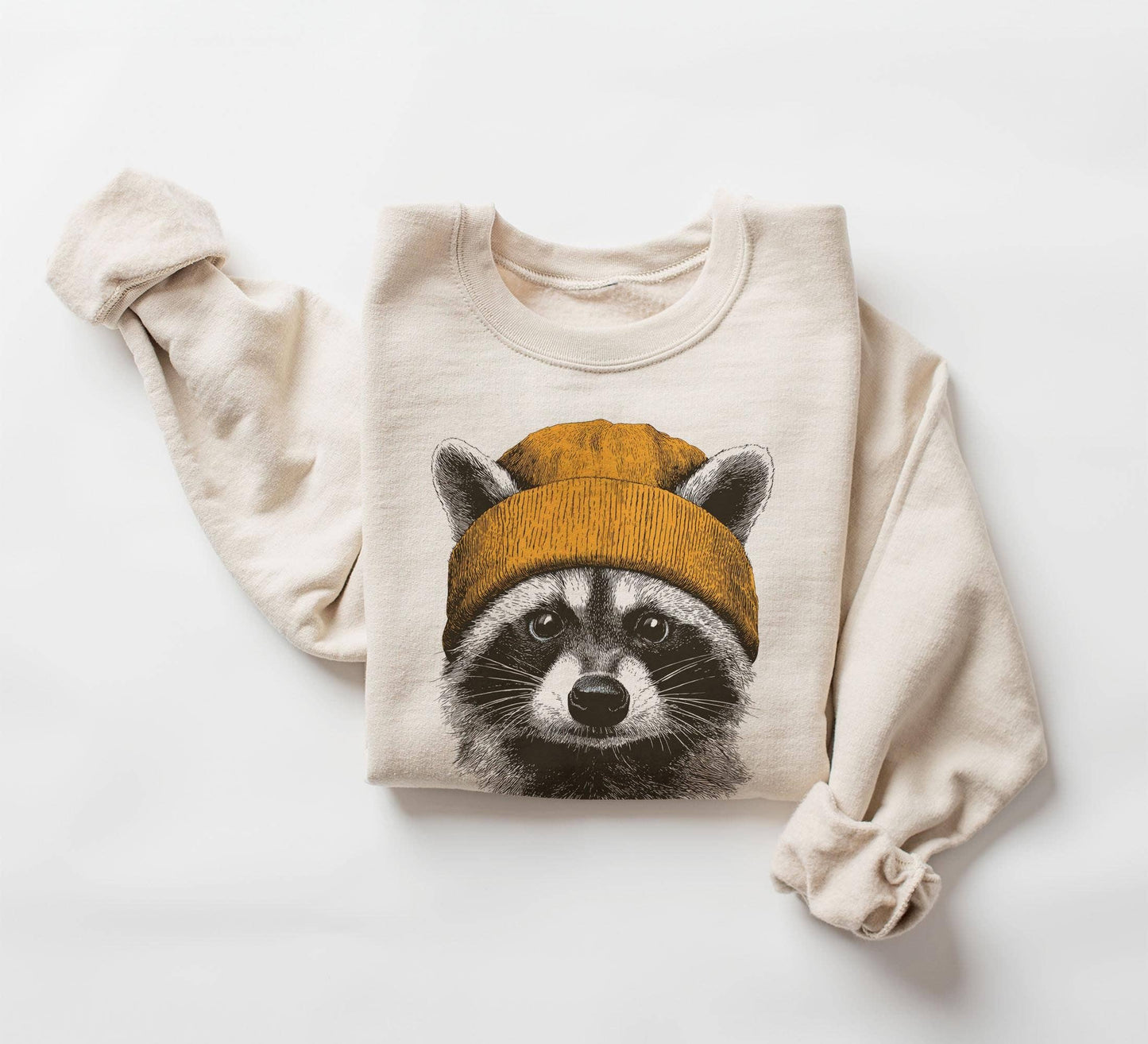 Retro Raccoon Beanie Unisex Sweatshirt