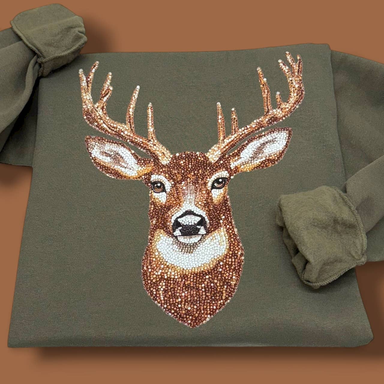 Faux Rhinestone Deer Sweatshirt