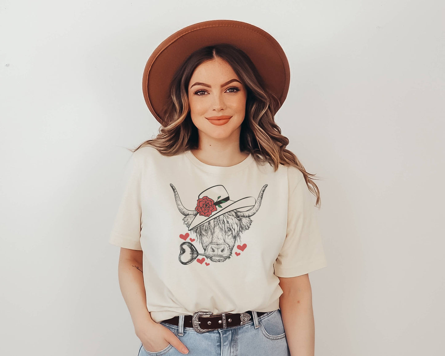 Valentine Highland Cow Valentine Tee