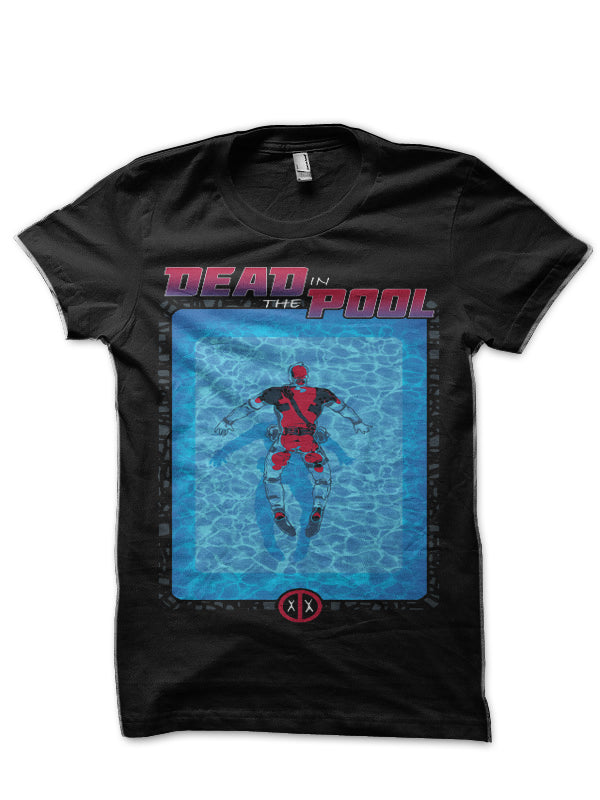 Deadpool In The Pool Black T-Shirt