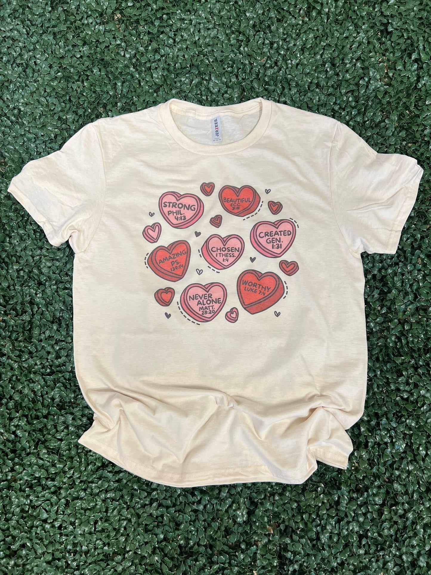 Hearts and Verses - Valentine Tee On Cream