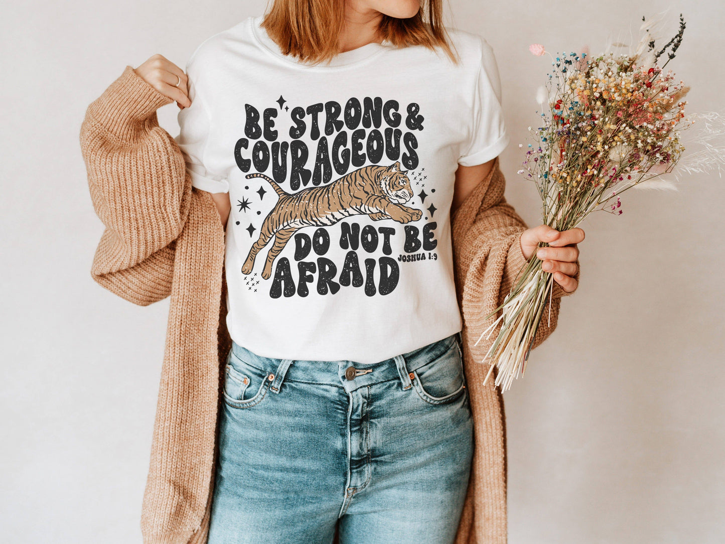 Strong and Couragous Tiger Tee | Retro Boho Tshirt