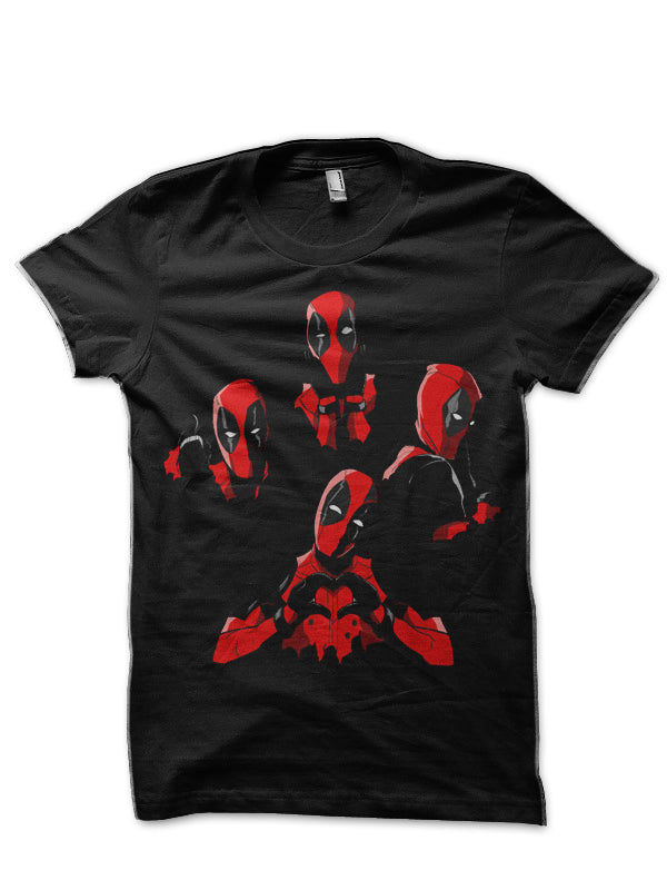Deadpool Heads Black T-Shirt