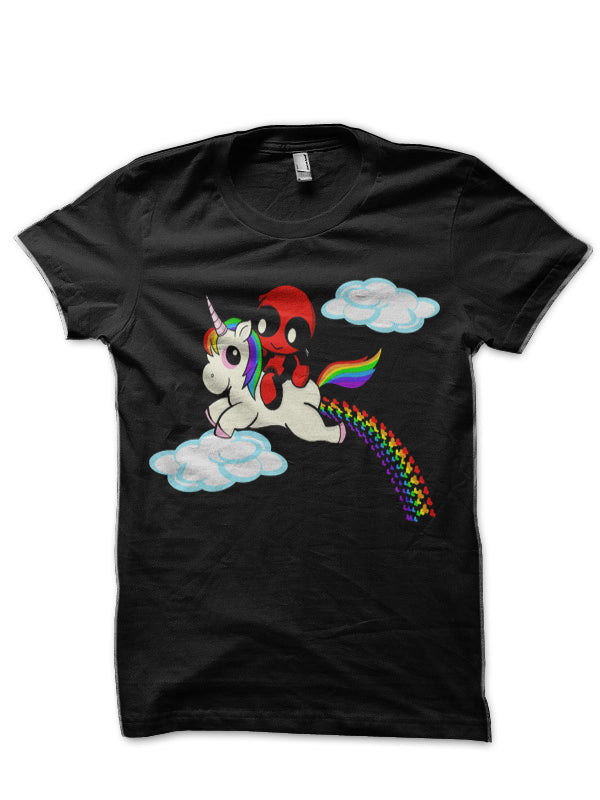 Deadpool & Unicorn Black T-Shirt