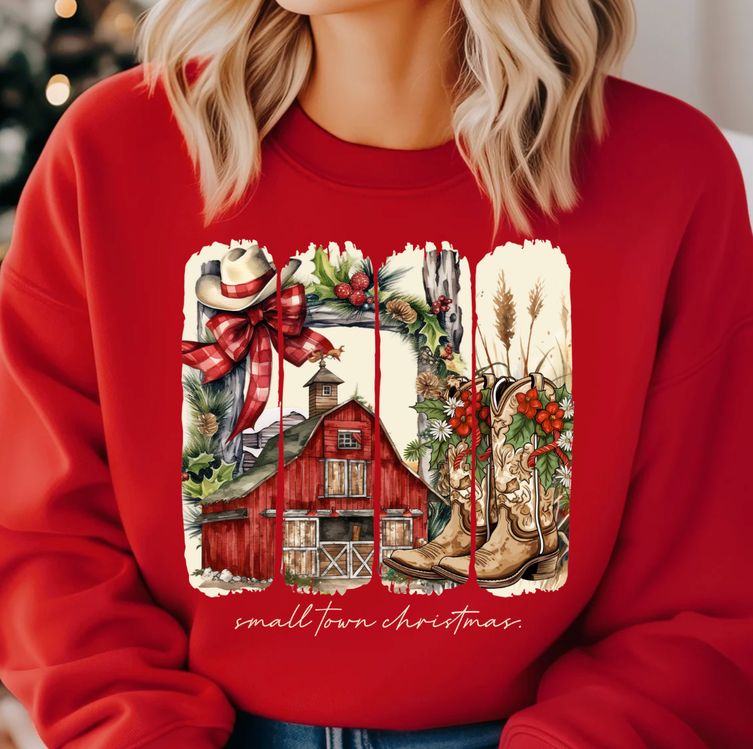 Vintage Small Town Christmas Crewneck Sweatshirt