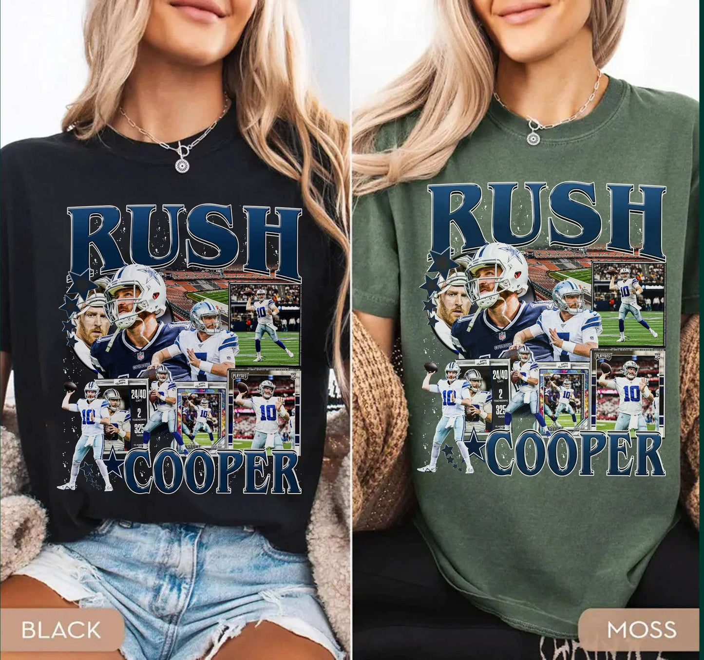 Cooper Rush Vintage Texas Football Graphic T-Shirt