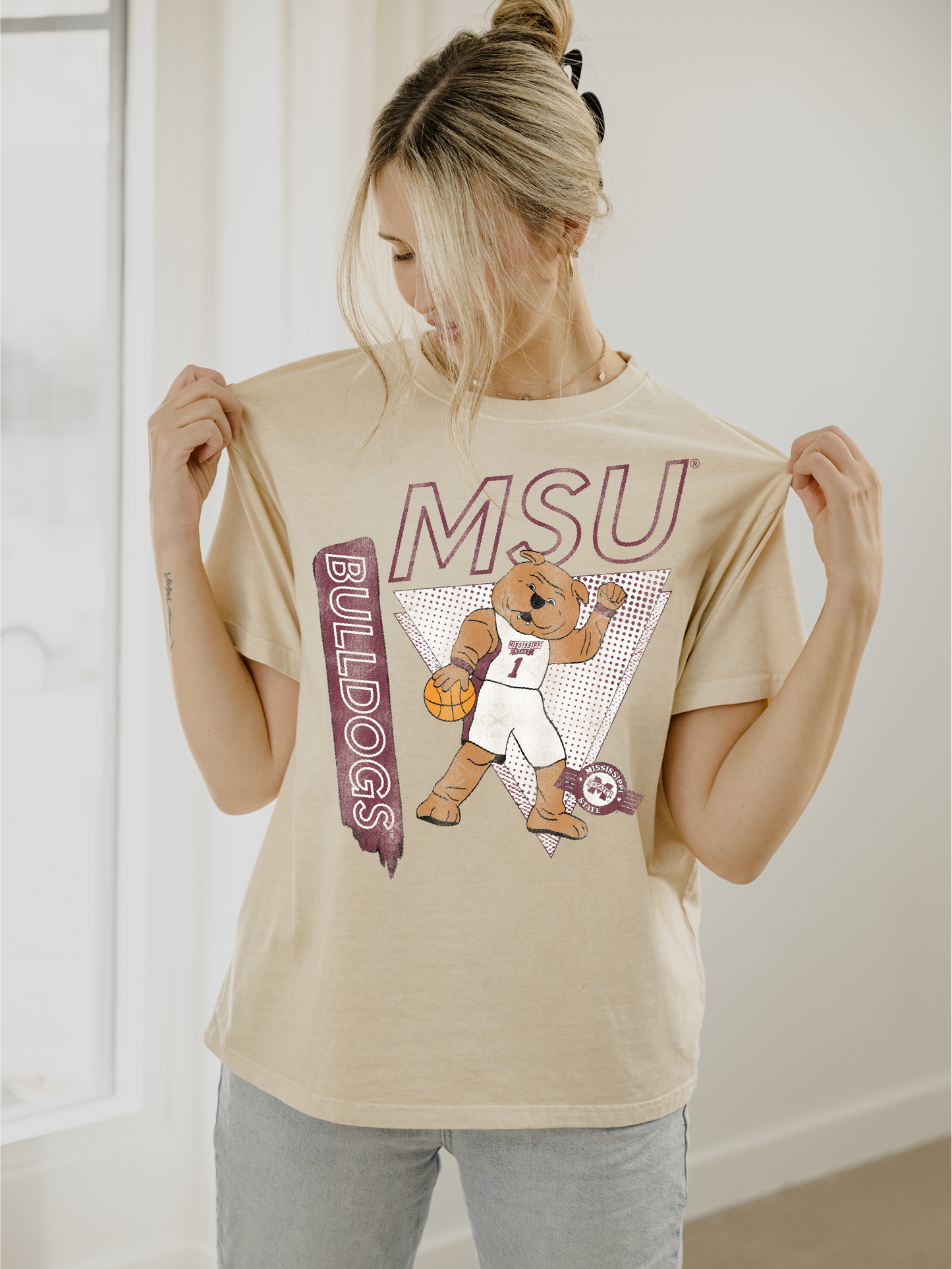 Mississippi State Bulldogs Courtside Thrifted Tee