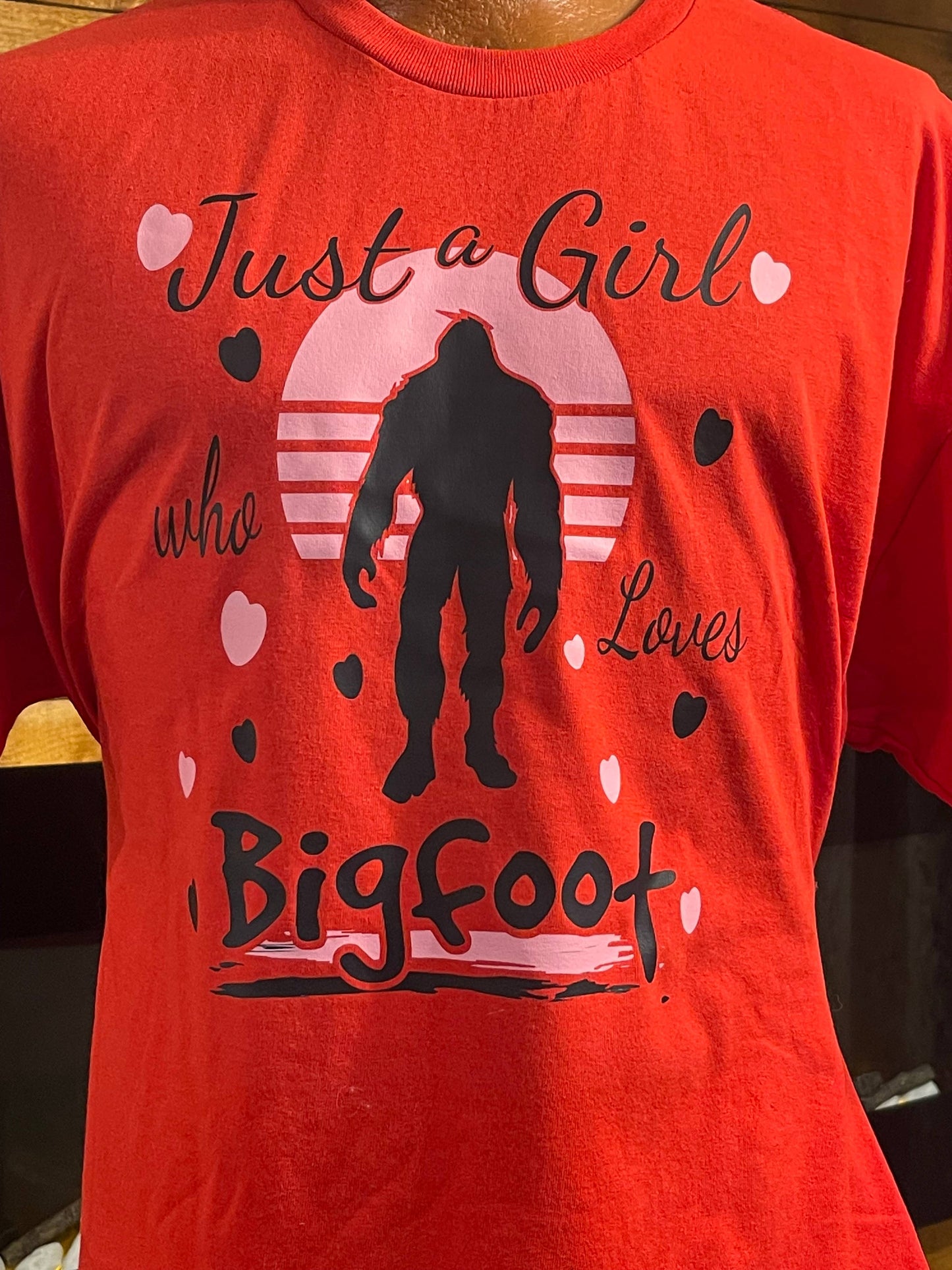 Just A Girl Who Loves Bigfoot T-Shirt (Red)