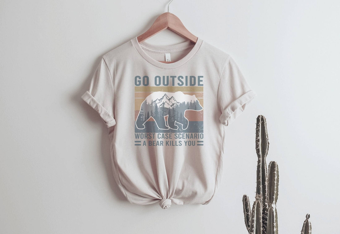 Go Outside Bear L Funny Nature Tee