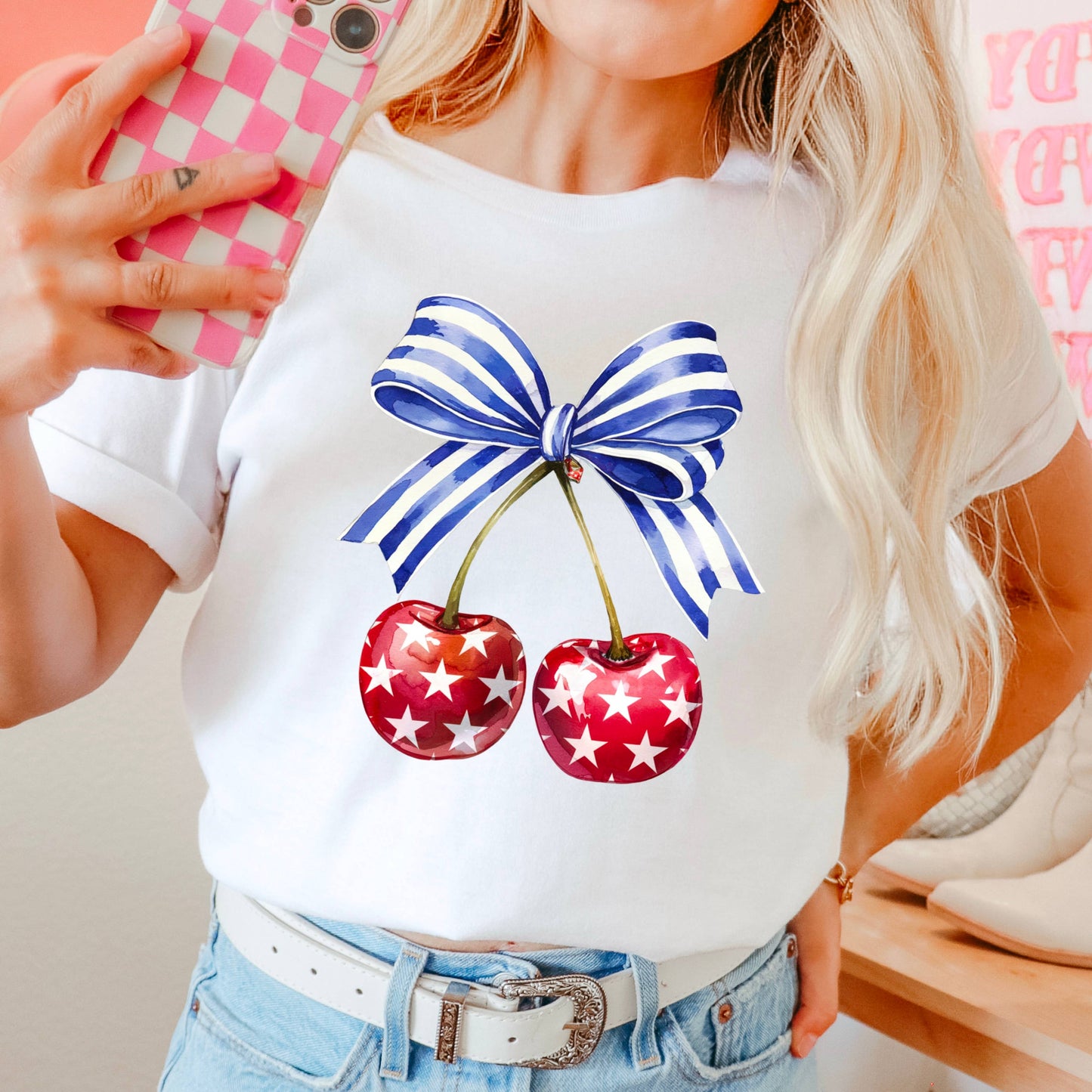 Coquette Cherries July 4th Graphic Shirt | Comfort Color
