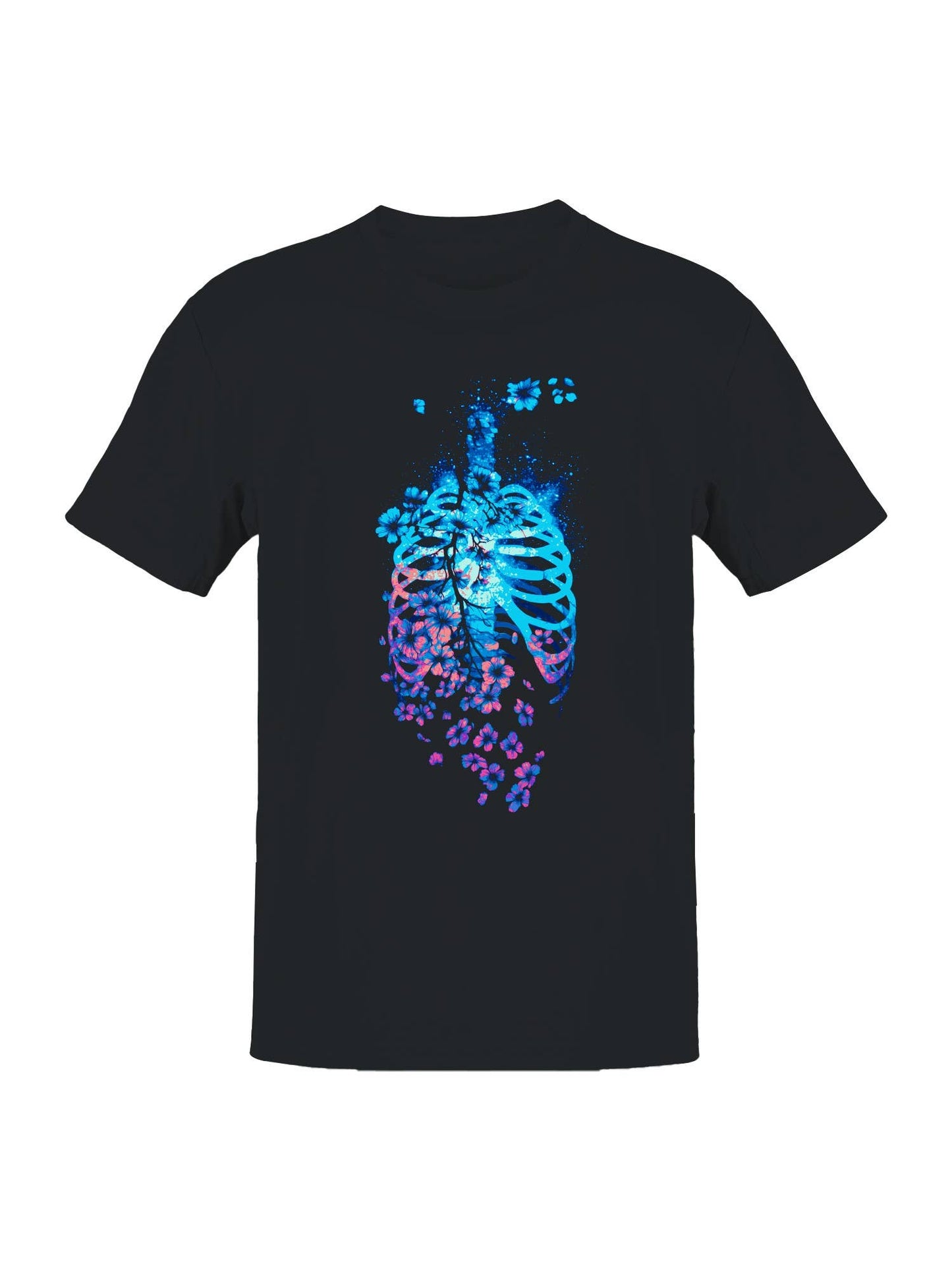 Neon Floral Ribcage Art Men's T-Shirt