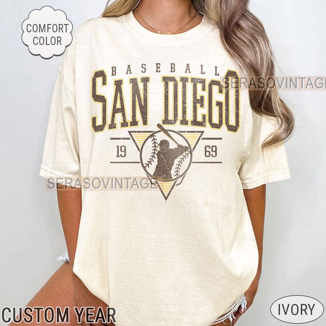 San Diego Baseball Mom Tee - Vintage Style Comfort Fit