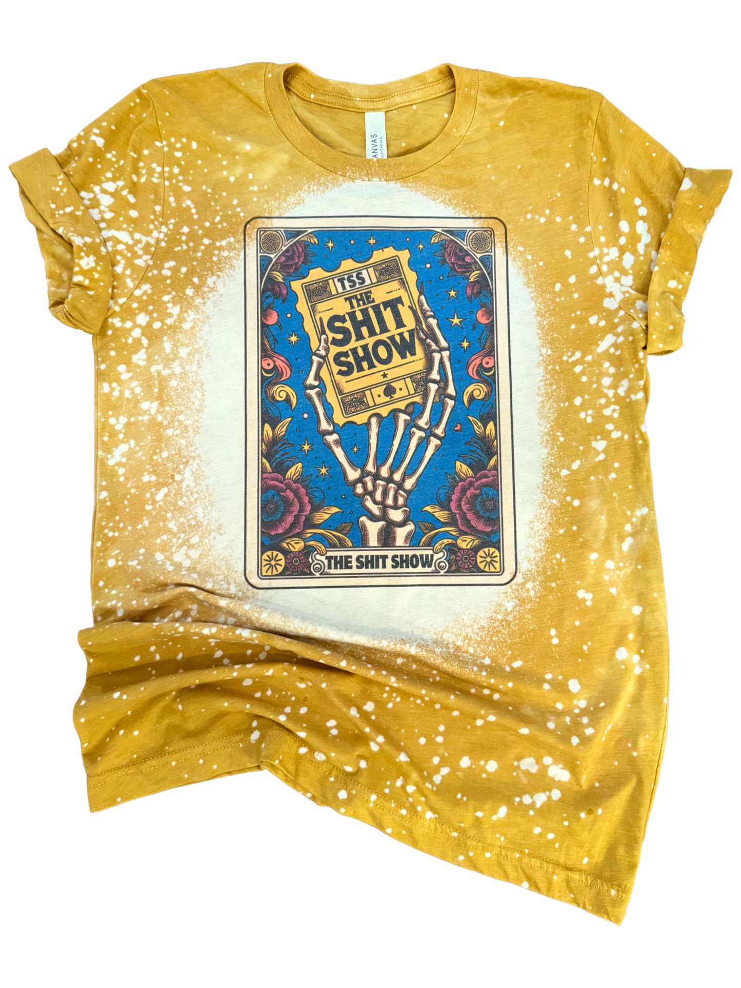 The Sh*T Show - Skeleton Tarot Card Bleached Tee