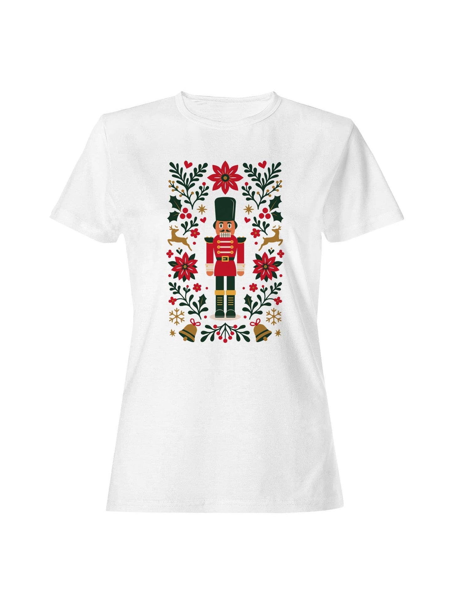 Festive Nutcracker and Florals Design Women's T-Shirt