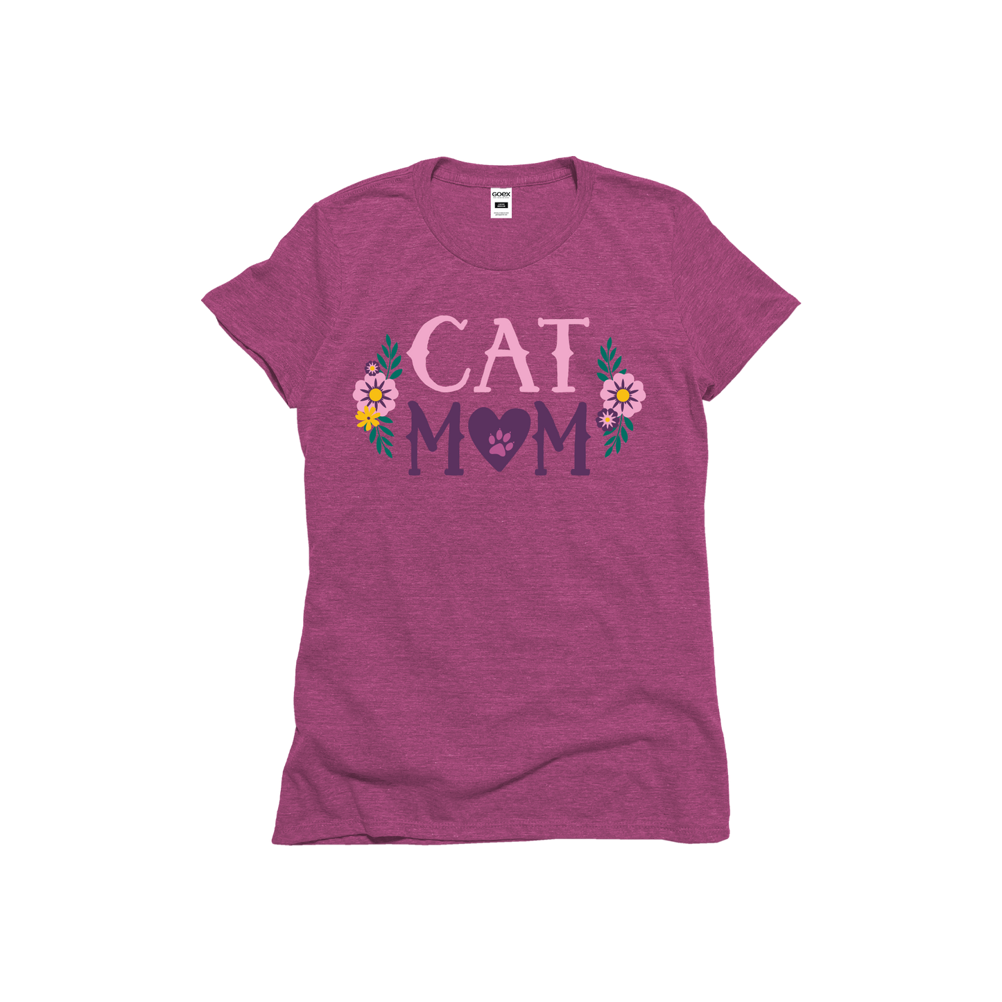 Cat Mom Ladies Graphic Tee Berry - 24pk