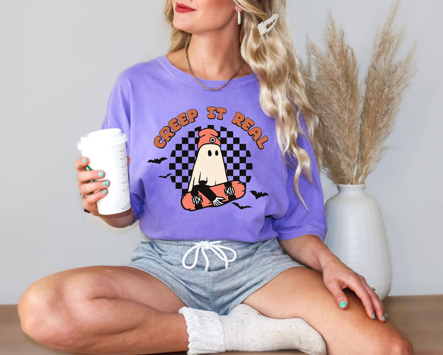 Retro Halloween Creep It Real Vintage Ghost Fall Tee