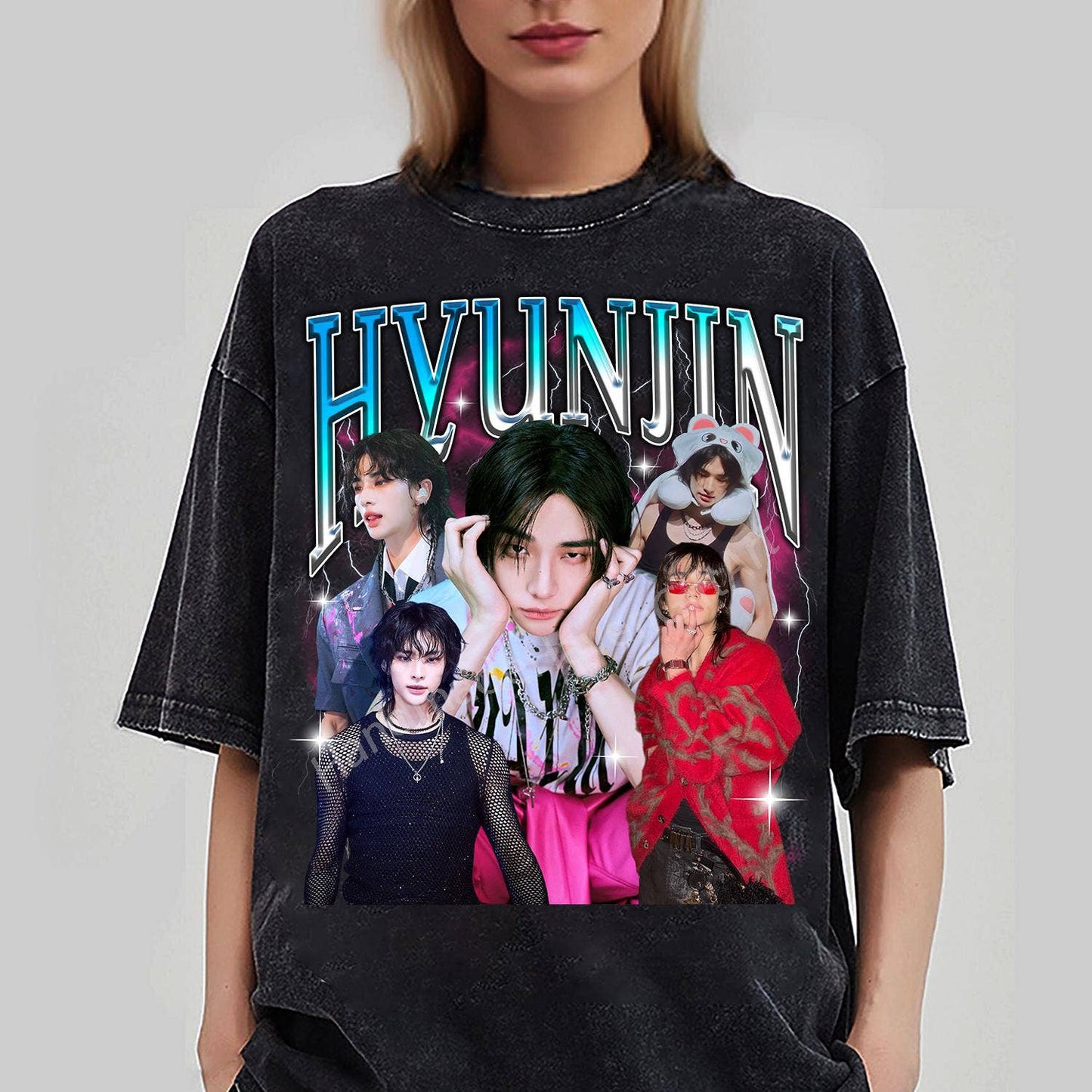 Vintage Hyunjin Stray Kids 90s Kpop Unisex Fan T-Shirt