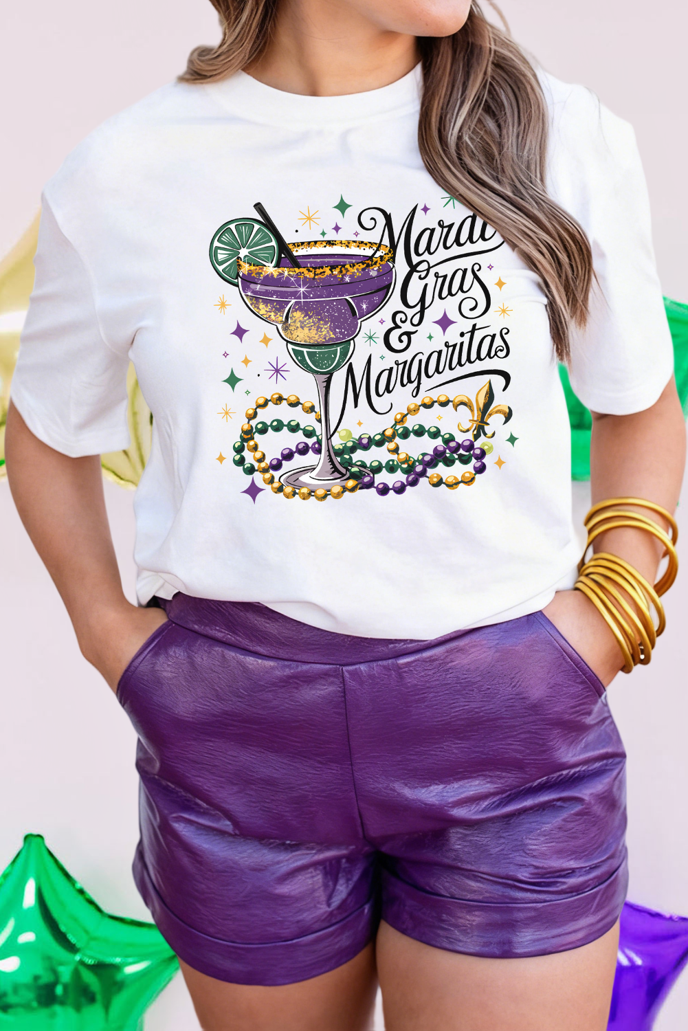 Mardi Gras Margaritas Cheerful Graphic Tee (S-3XL)