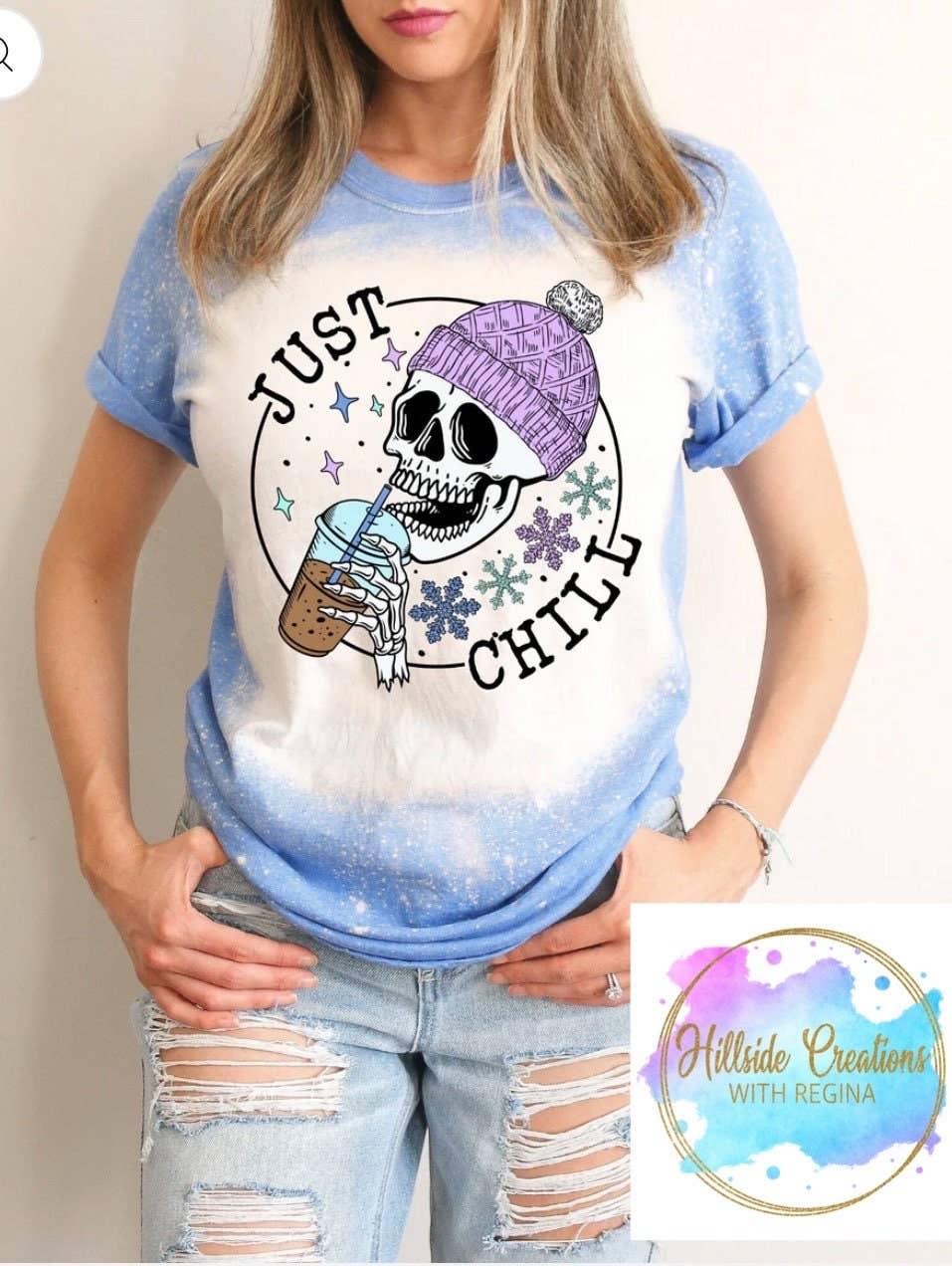 Just Chill – Winter Skeleton Bleached Tee