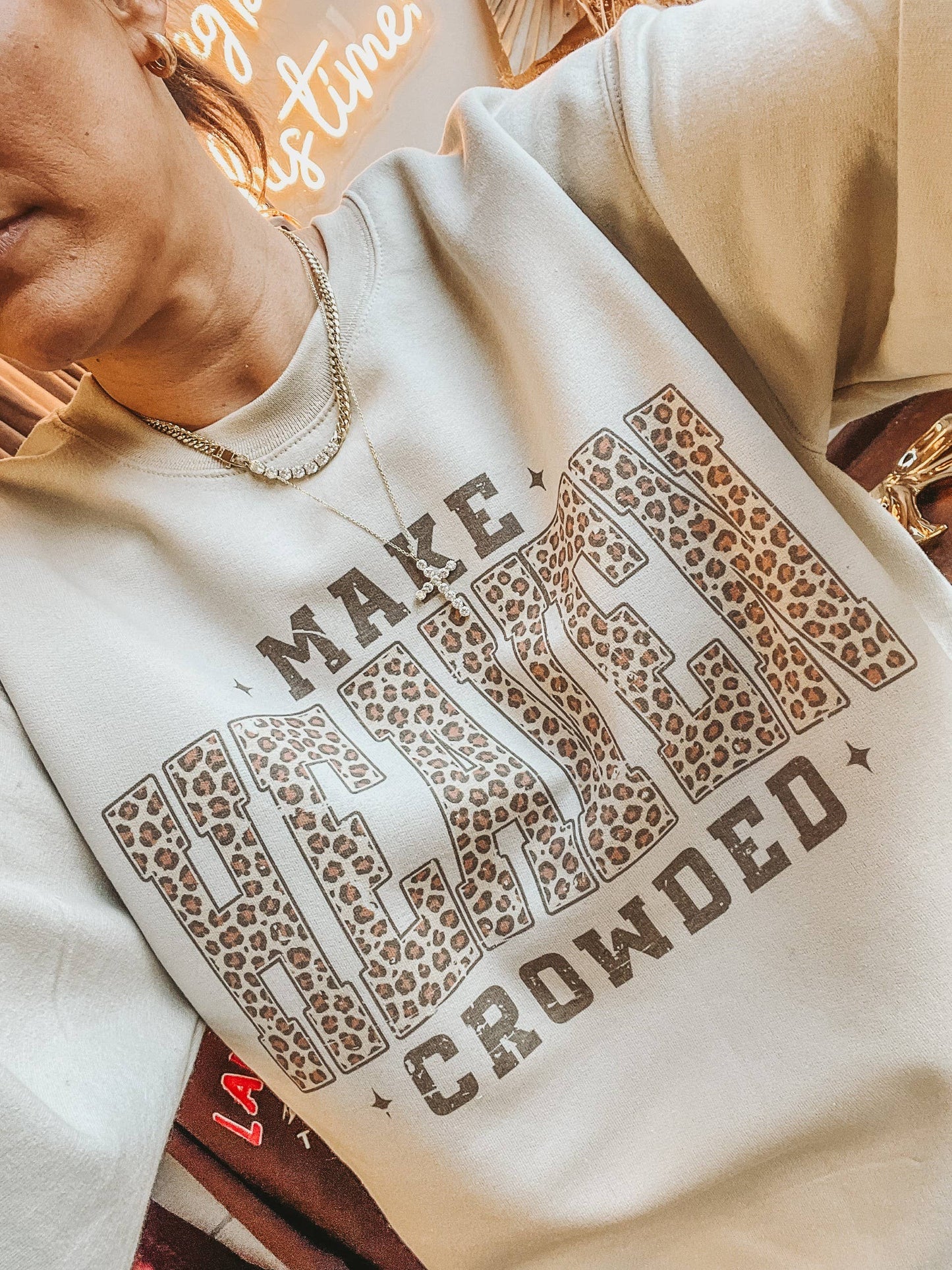 Leopard Make Heaven Crowded Crew Neck Sweatshirt