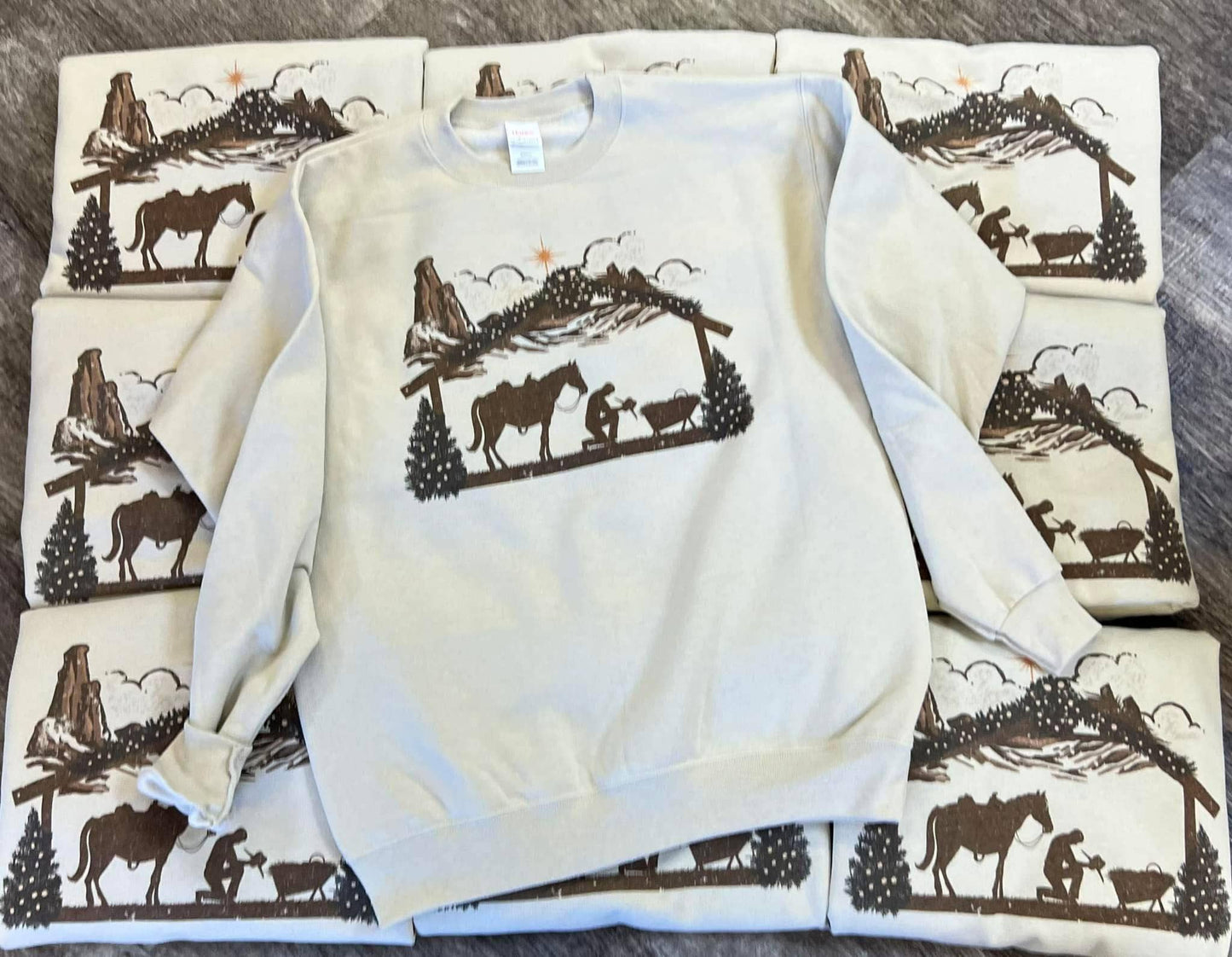 Cowboy Chrismas Sweatshirt On Sand