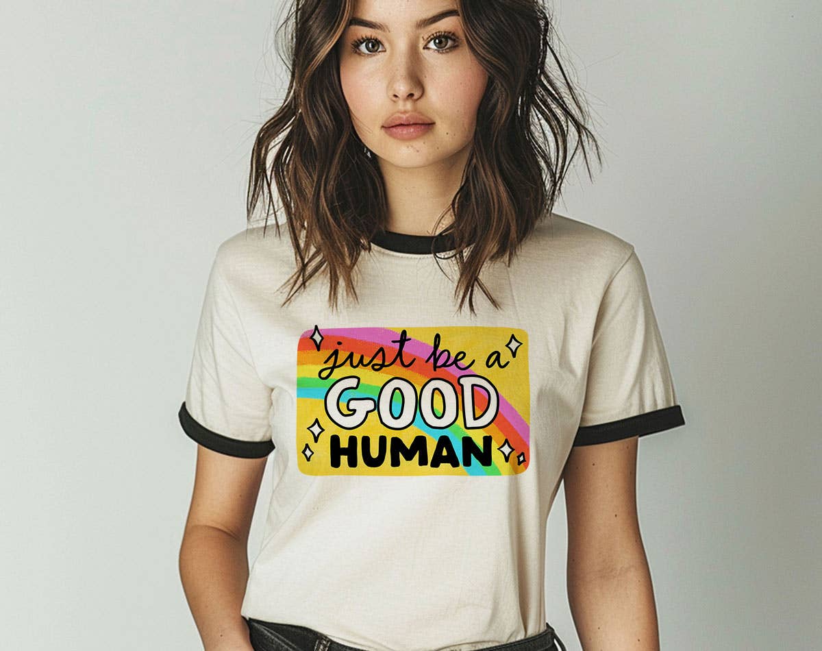 Just Be A Good Human 2025 - Equality Pride Ringer Shirt