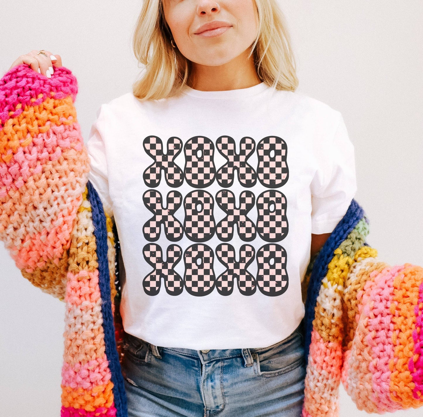 Xoxo Checkered Tee | Valentines Day Graphic Tee