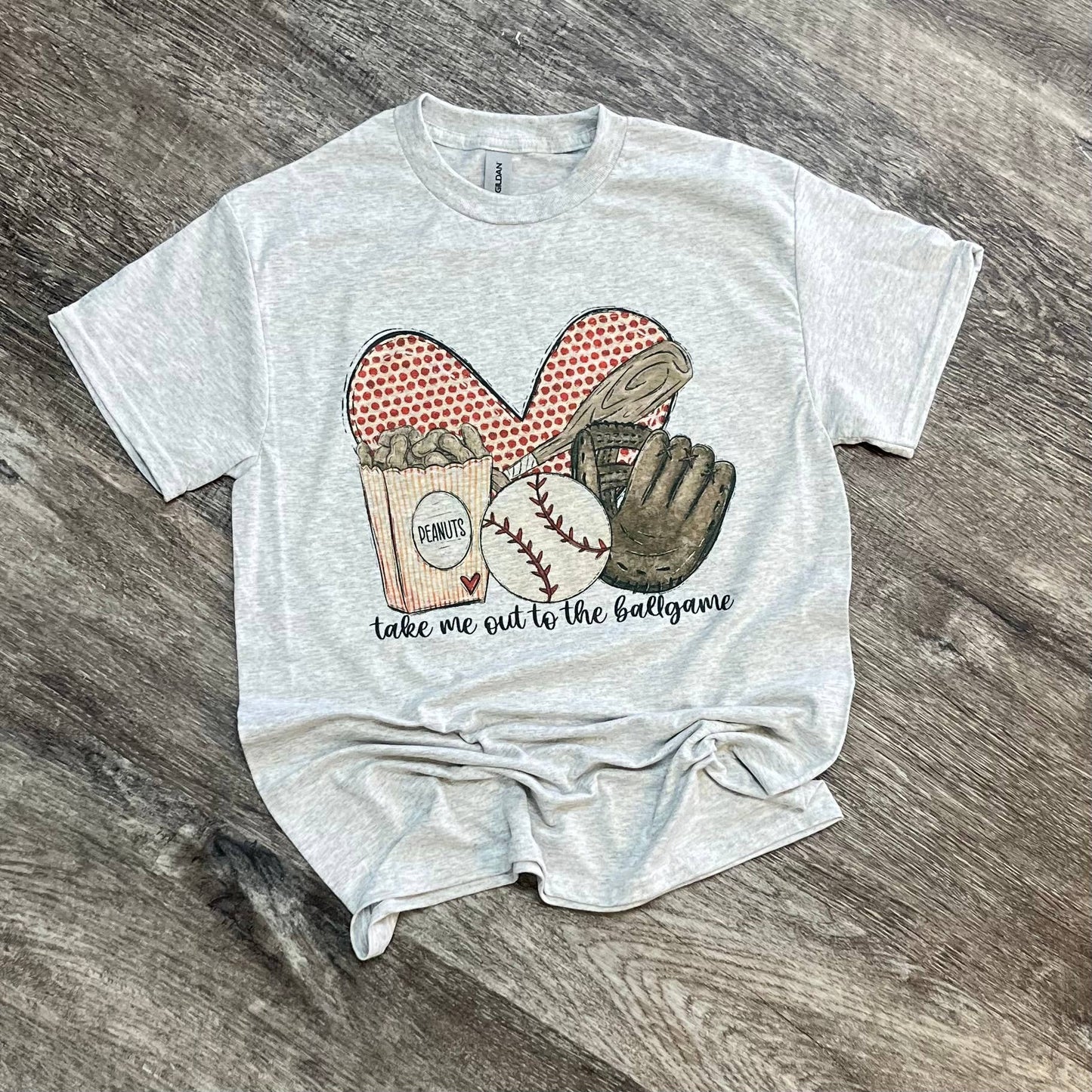 Take Me Out To the Ballgame (Baseball) On Ash Gray Tee