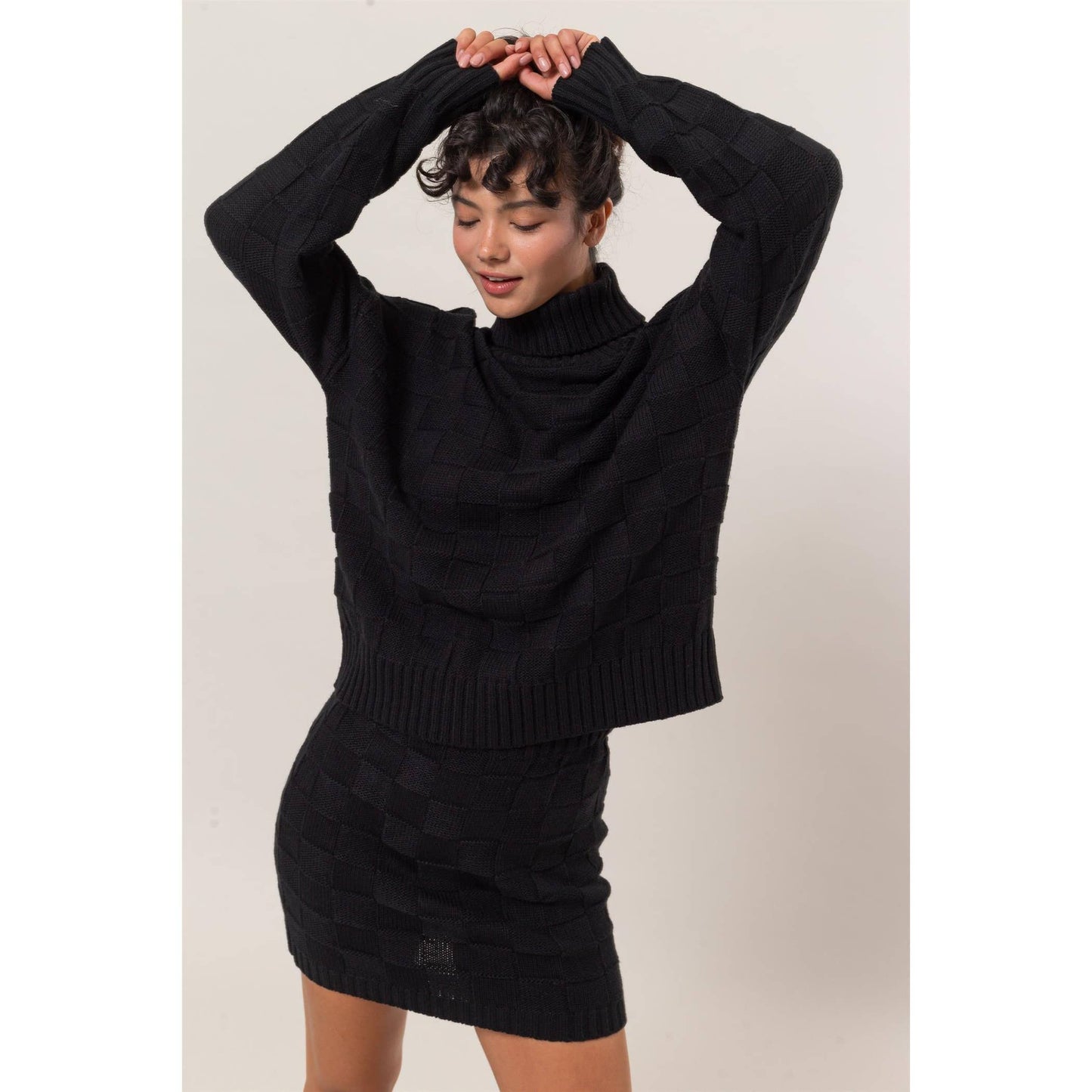 Basketweave Sweater and Skirt Set