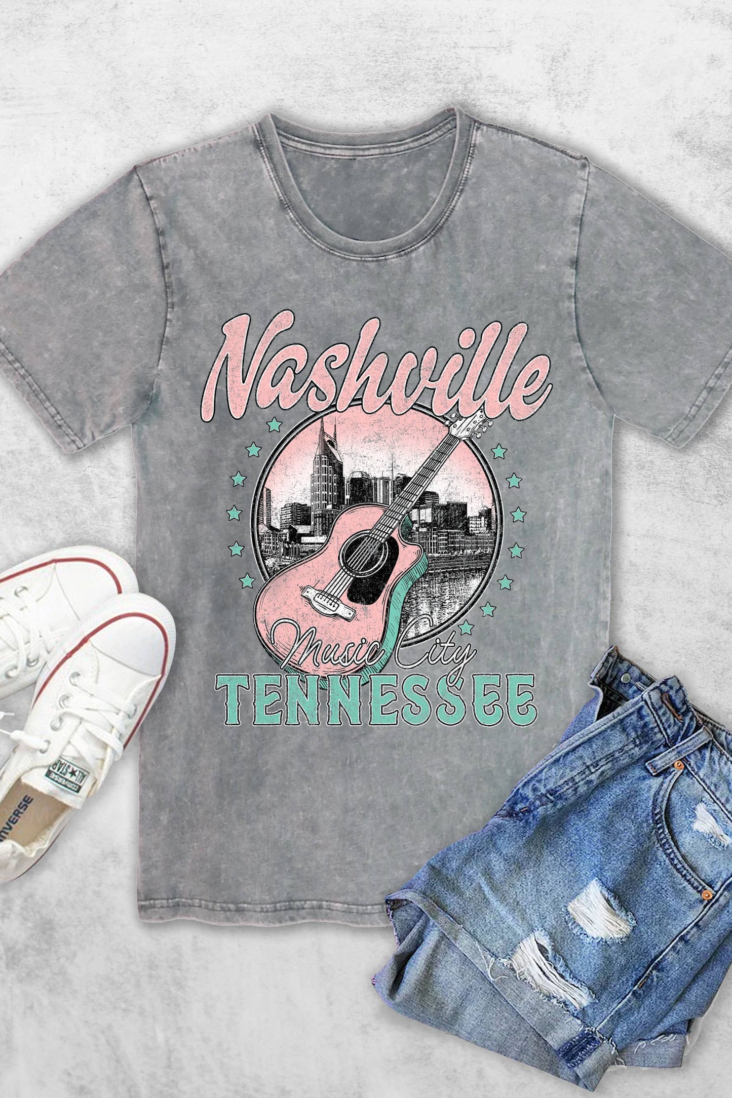 Nashville Tennessee Music City Womens Vintage Graphic Tshirt