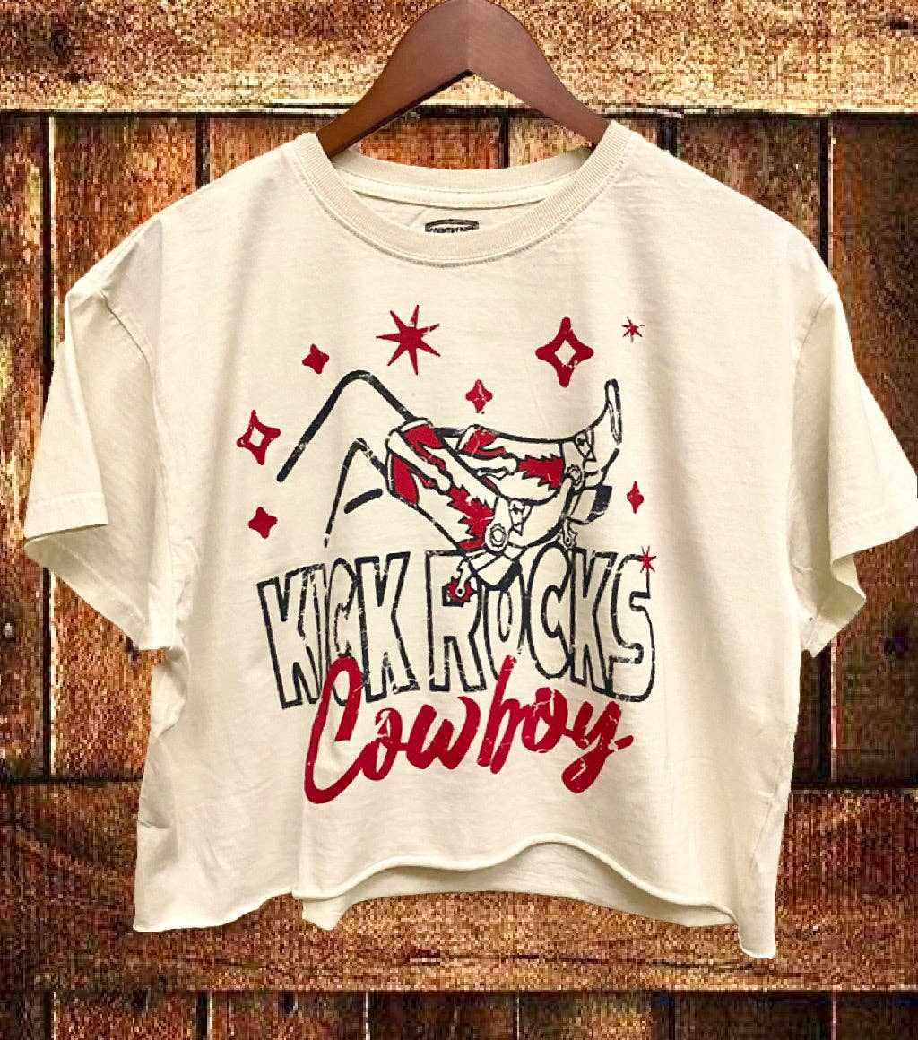 Kick Rocks Cowboy Vintage Relaxed Crop T-Shirt