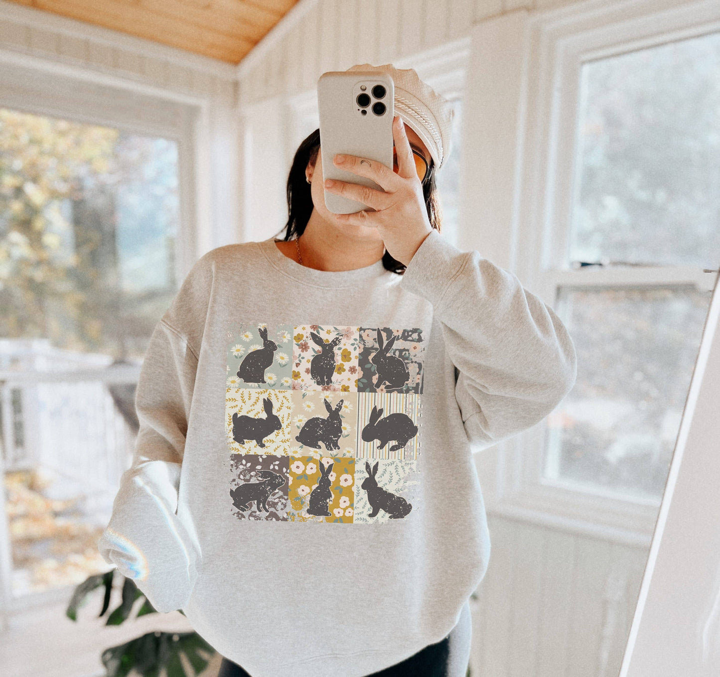 Bunny Chart Crew Neck Sweatshirt | Easter Sweatshirt