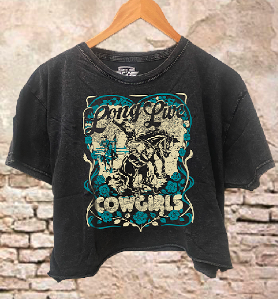 Long Live Cowgirls Relaxed Cropped Acid Wash T-Shirt