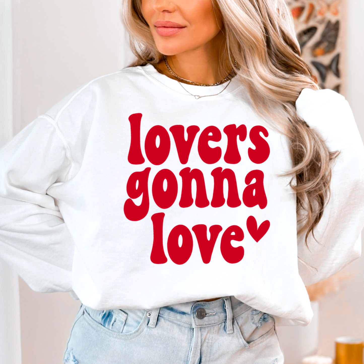 Lovers Gonna Love Preppy Valentine Graphic Tee Crewneck