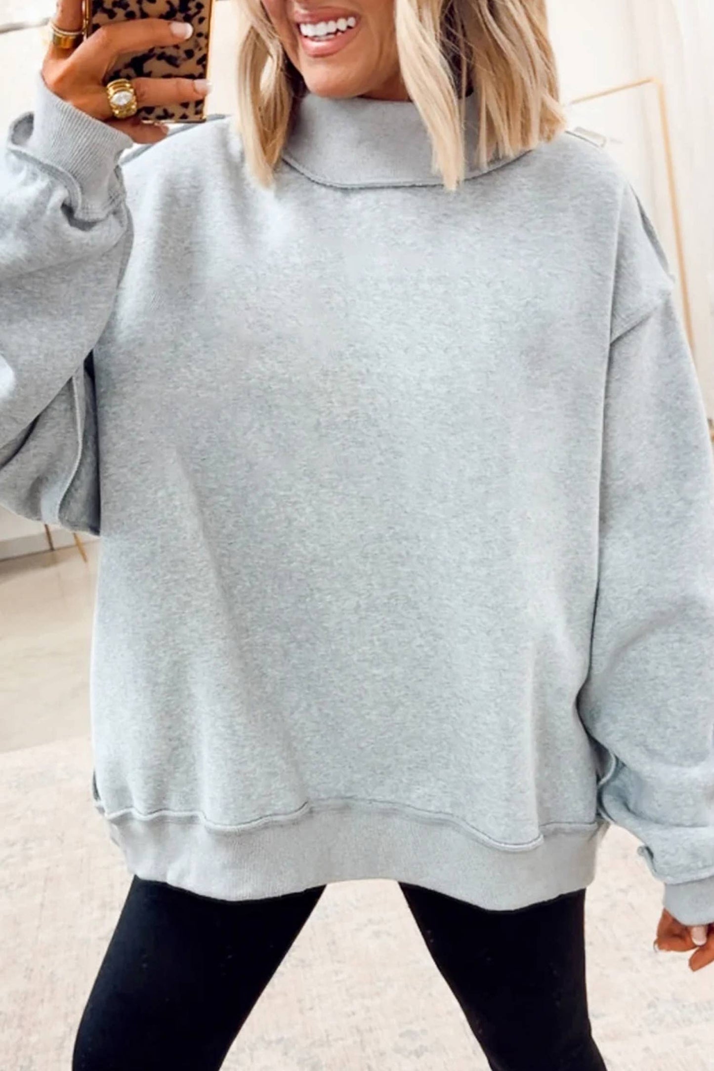 Game Day Oversize Reversible Mock Neck Sweatshirt (S-Xl)