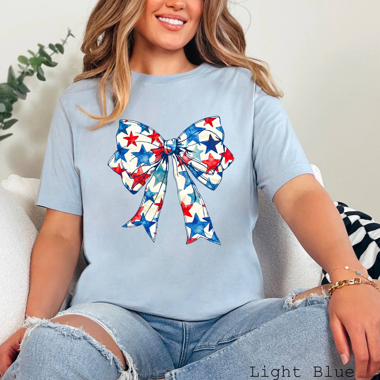 Coquette Star Bow July 4th Graphic Tee | Bella Canvas
