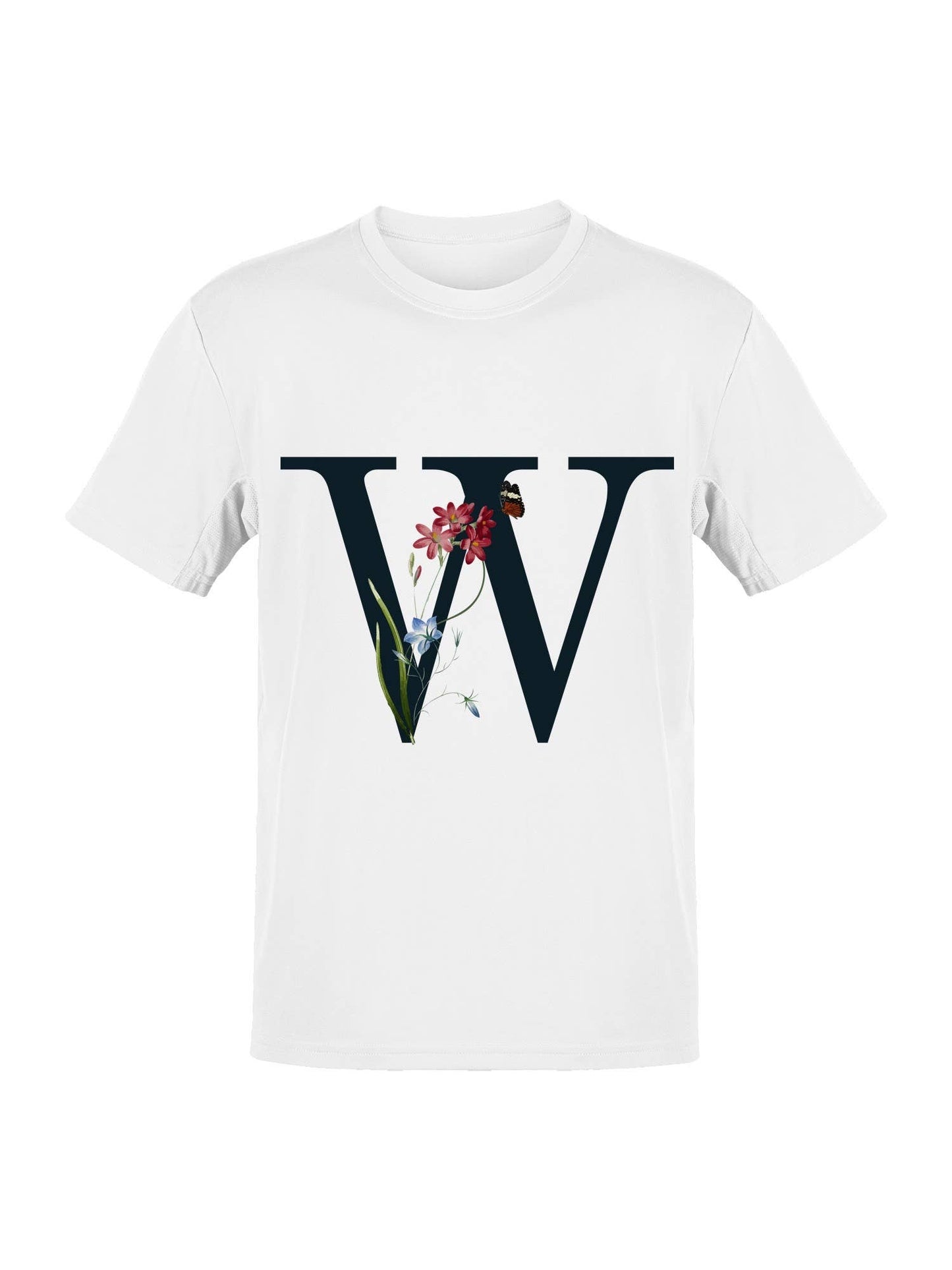Floral Letter W with Butterfly Women's T-Shirt